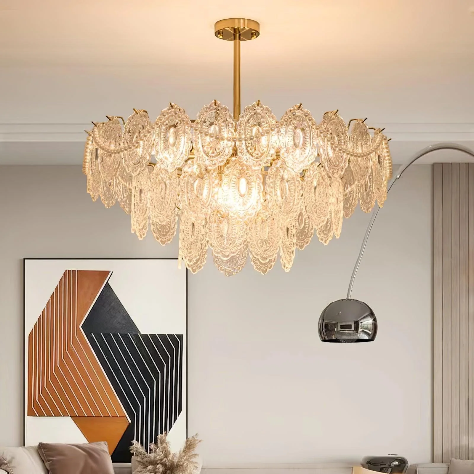 Lustra Chandelier Wave Pearl Gold Modern - Image 26