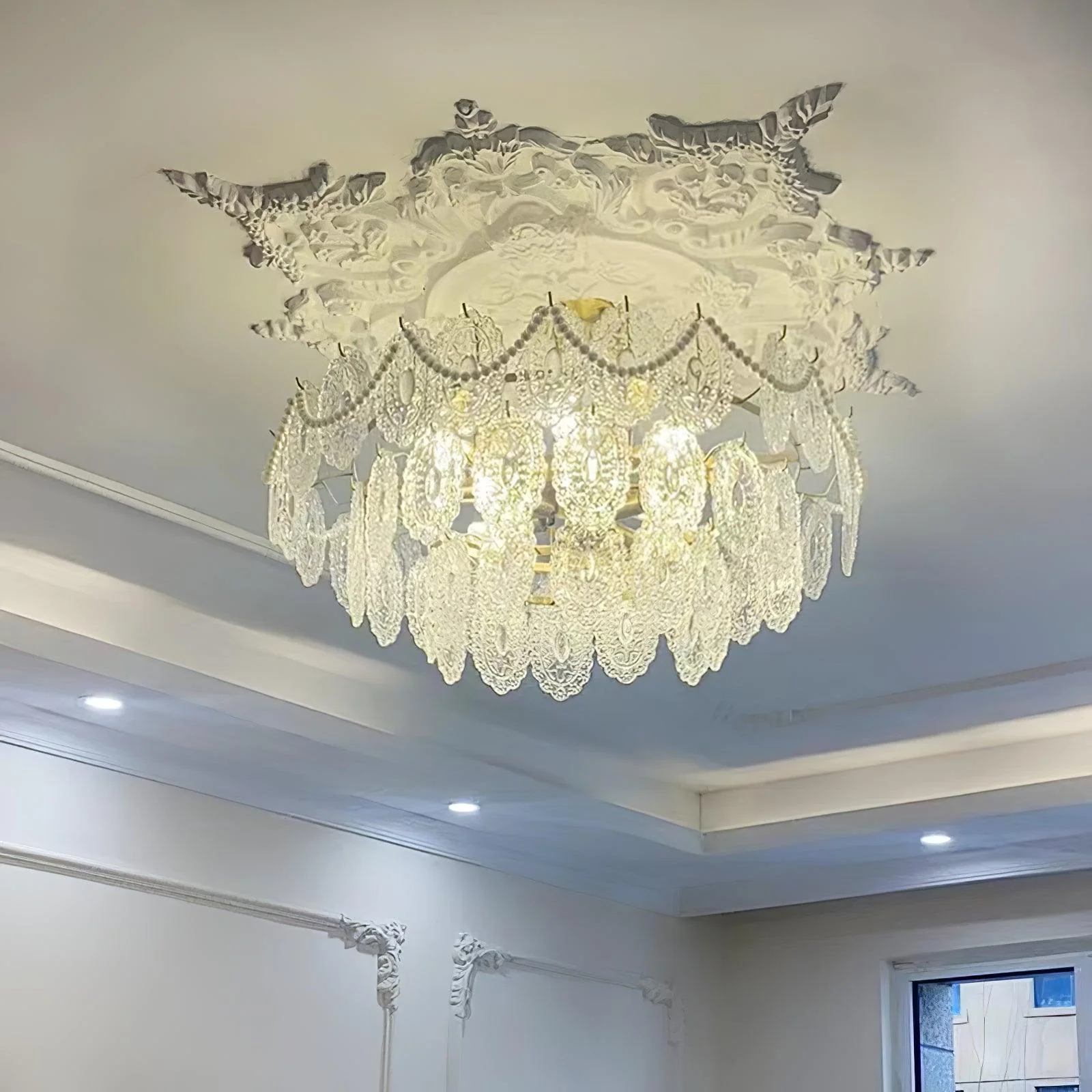 Lustra Chandelier Wave Pearl Gold Modern - Image 27