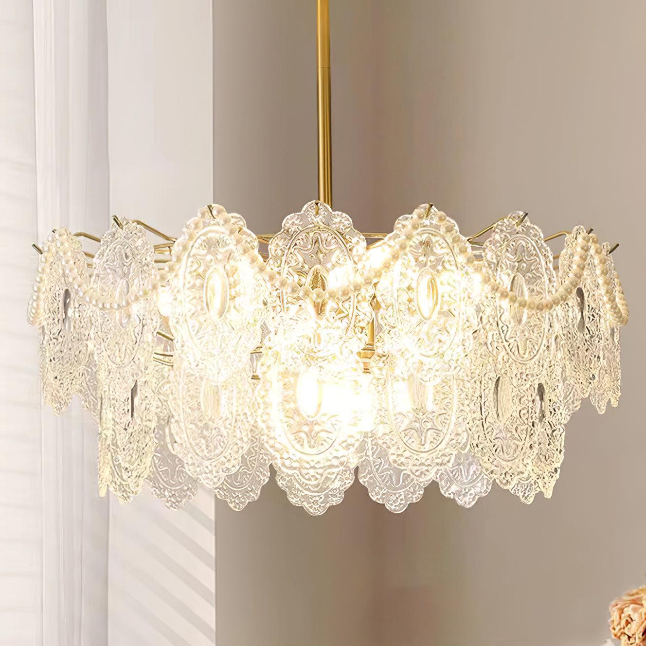 Lustra Chandelier Wave Pearl Gold Modern - Image 3