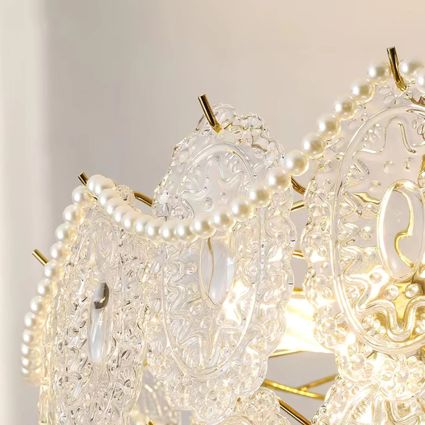 Lustra Chandelier Wave Pearl Gold Modern - Image 5