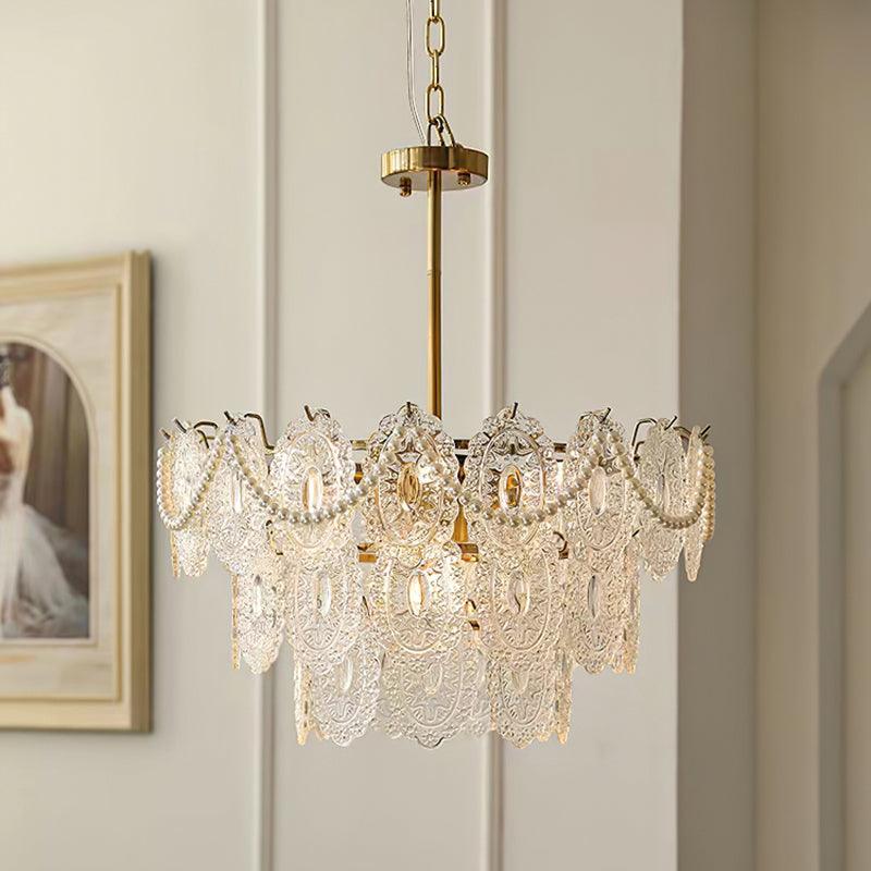 Lustra Chandelier Wave Pearl Gold Modern - Image 7
