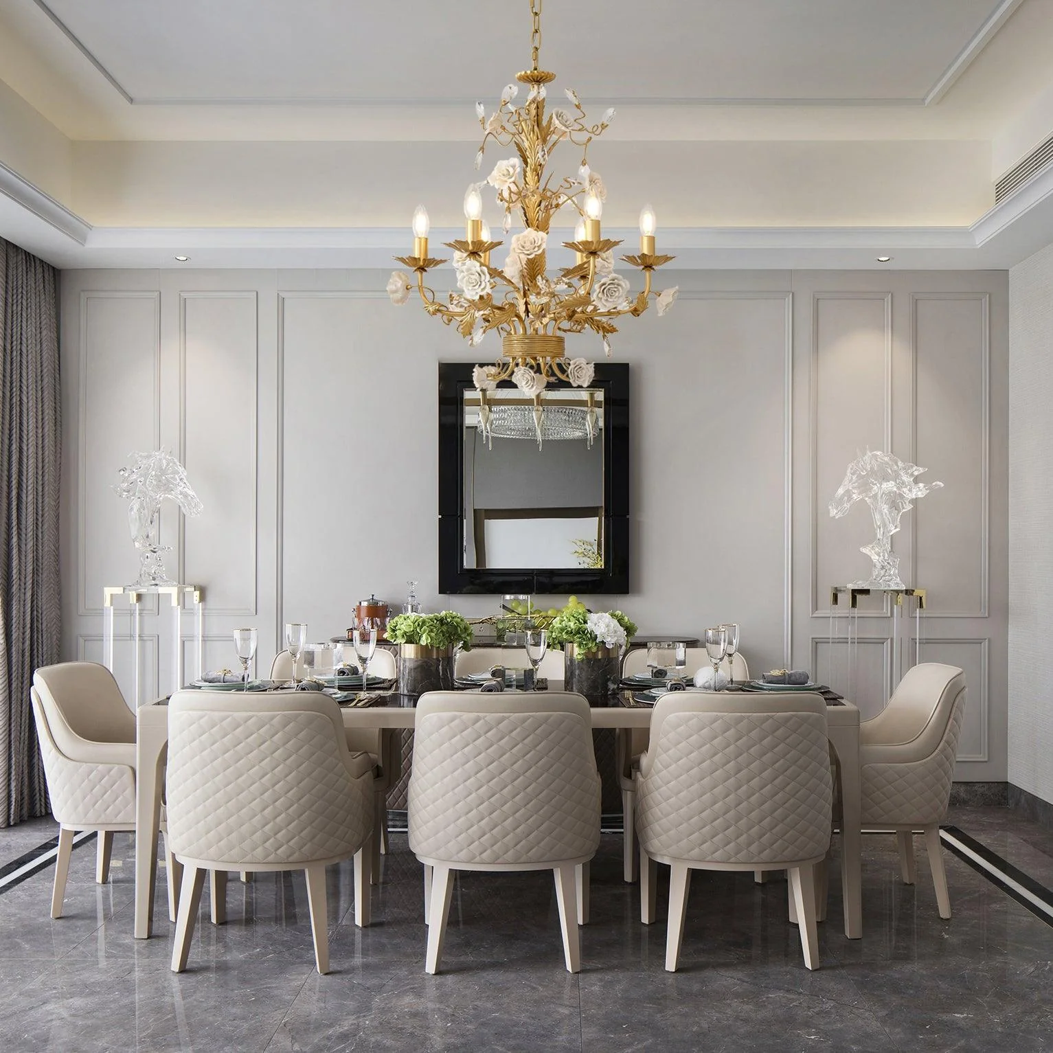 Lustra Chandelier White Rose Crystal - Image 11