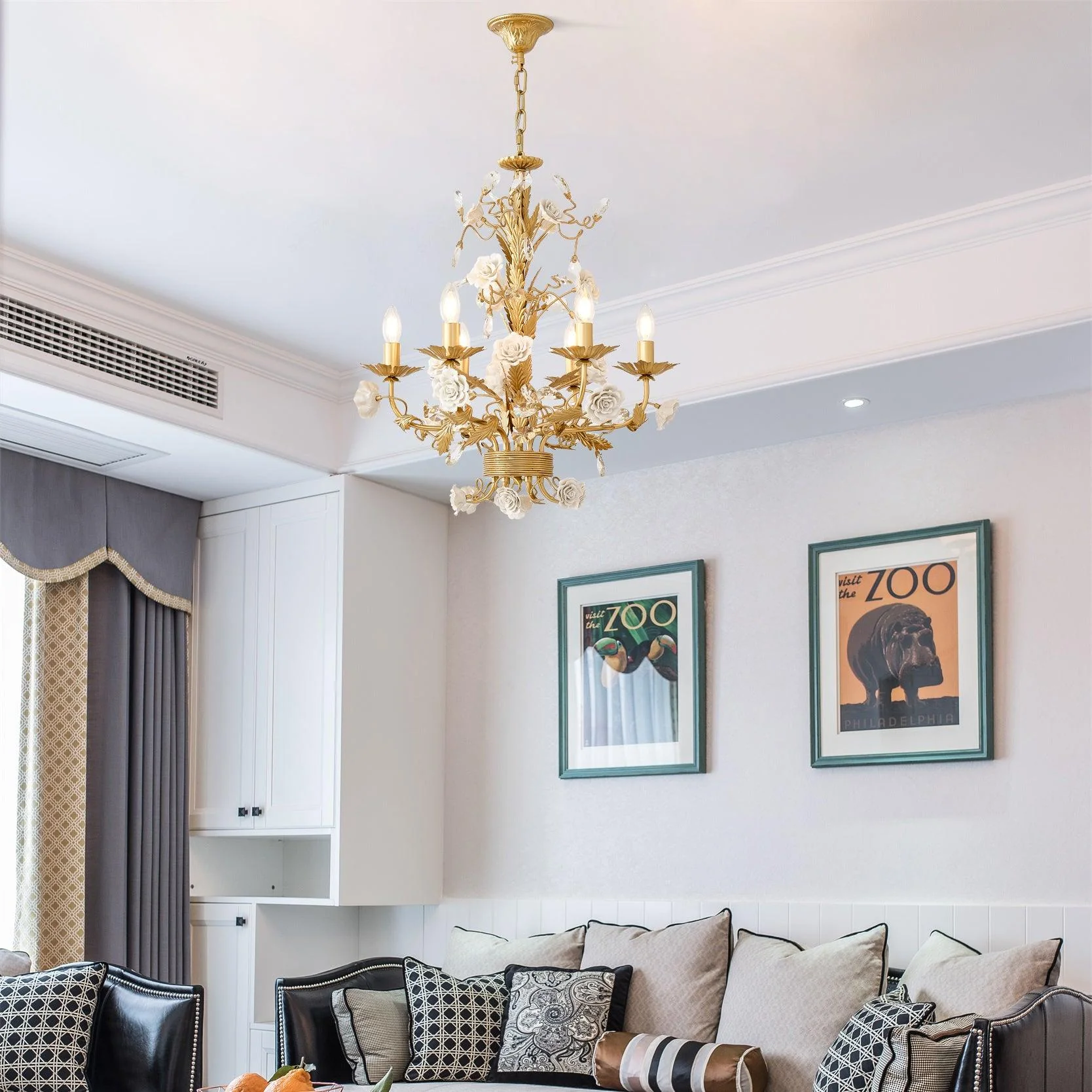 Lustra Chandelier White Rose Crystal - Image 4