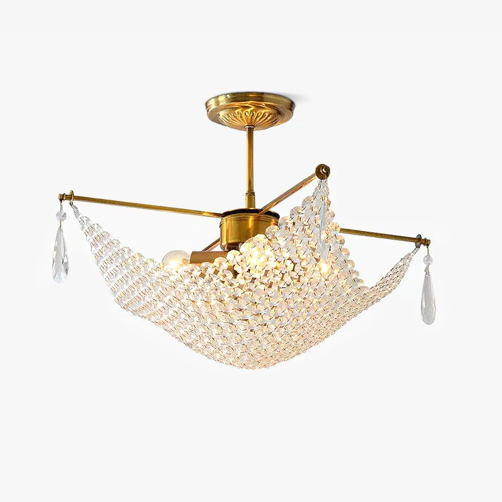 Lustra Chandelier with Crystal Strands and Crystal
