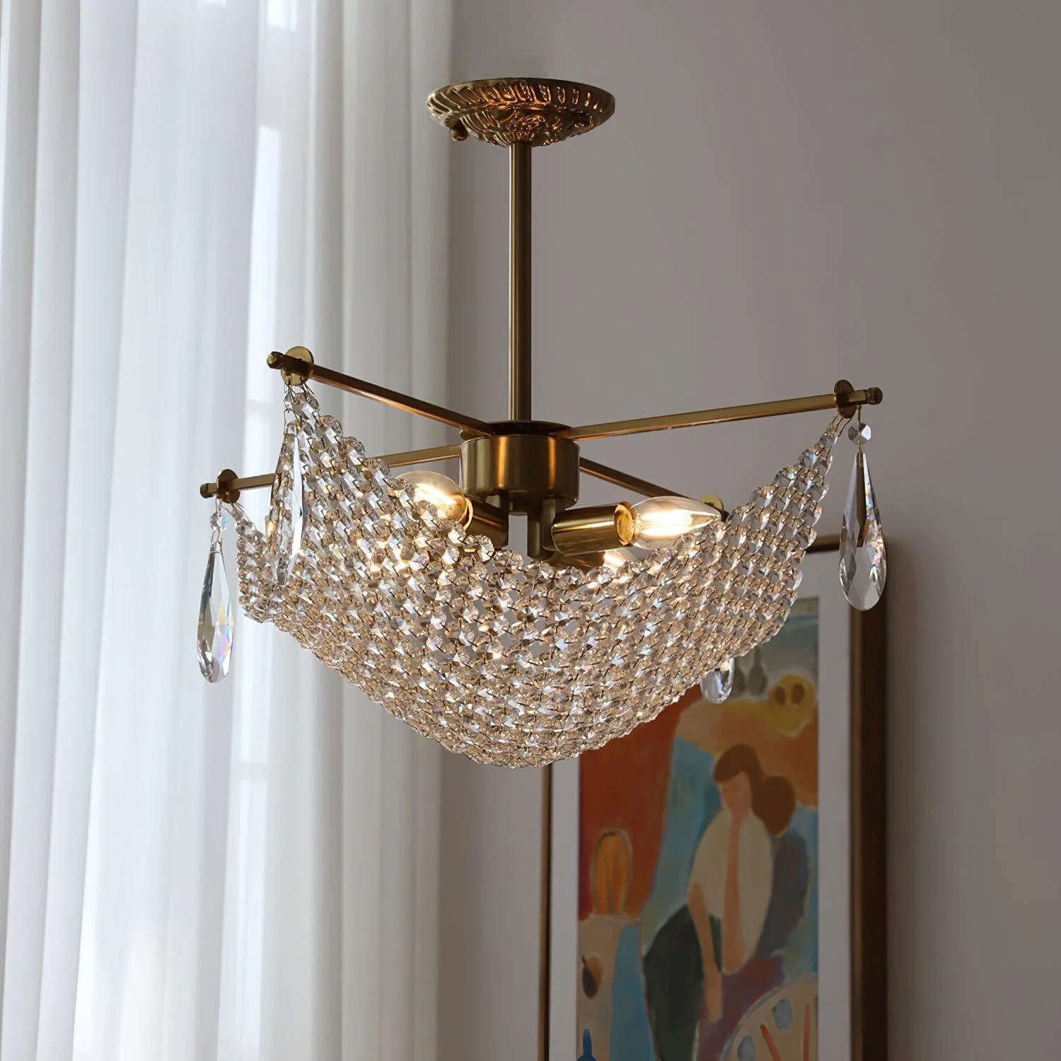 Lustra Chandelier with Crystal Strands and Crystal - Image 10