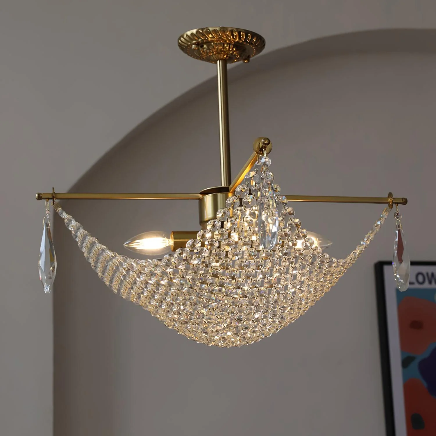 Lustra Chandelier with Crystal Strands and Crystal - Image 11