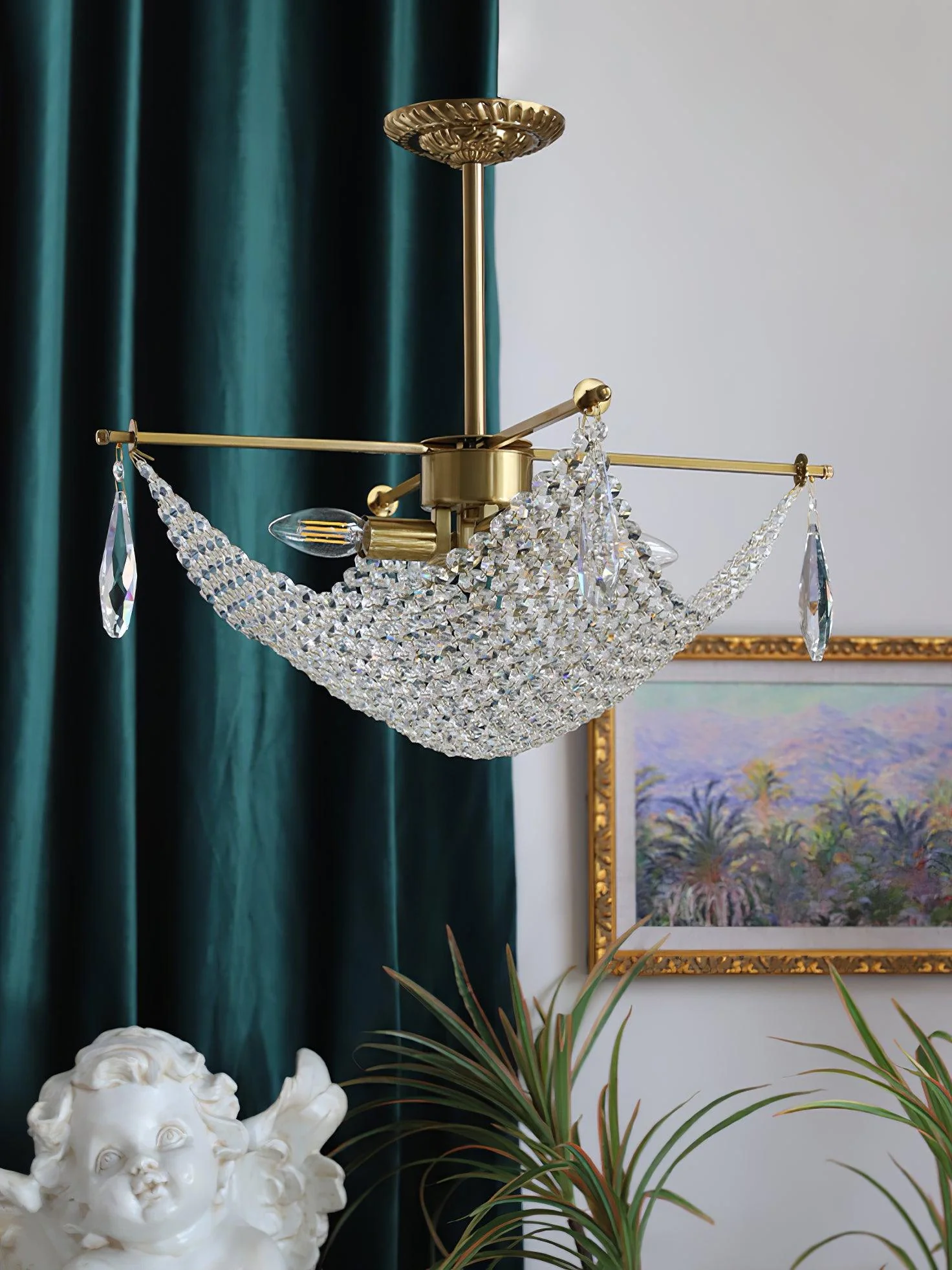 Lustra Chandelier with Crystal Strands and Crystal - Image 12