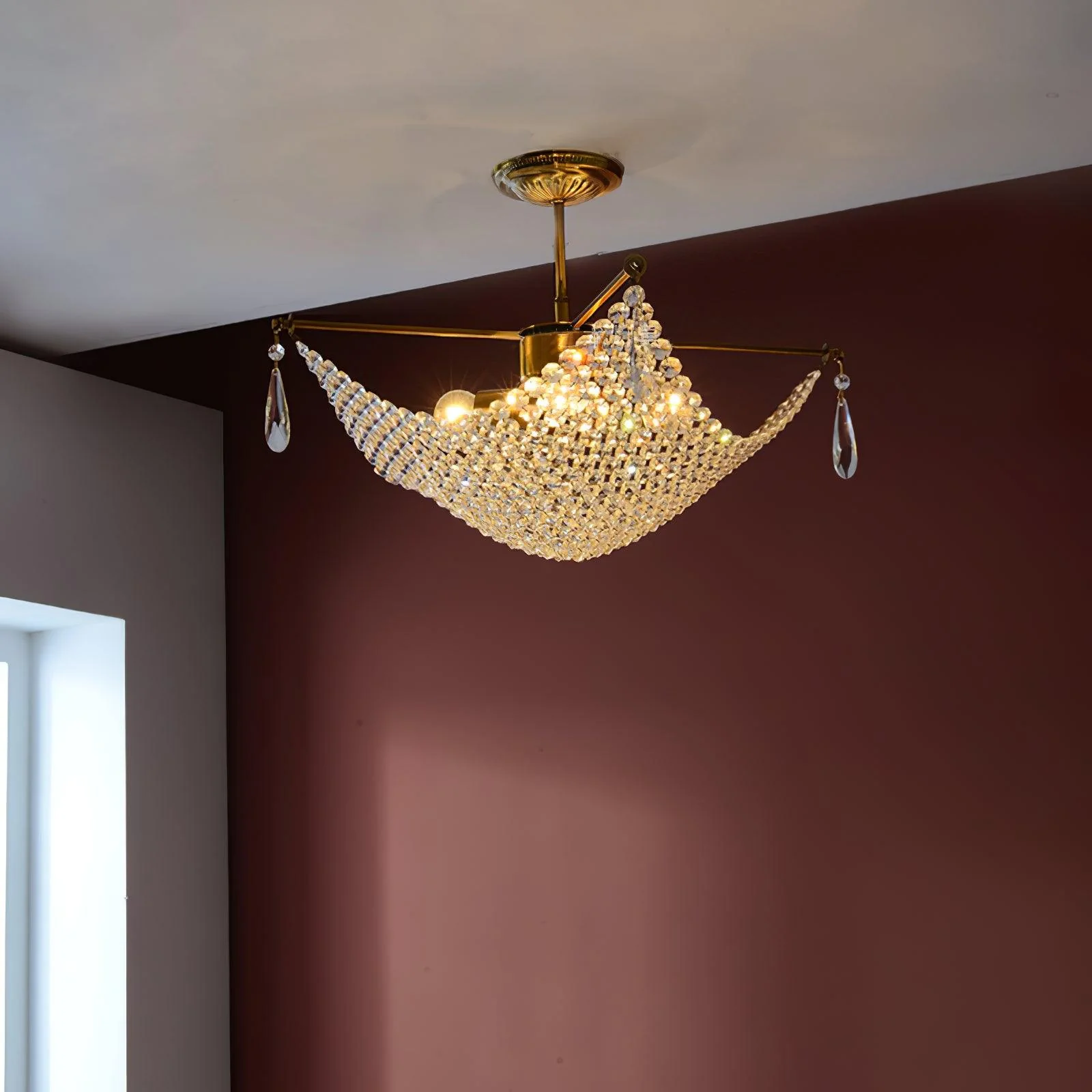 Lustra Chandelier with Crystal Strands and Crystal - Image 13