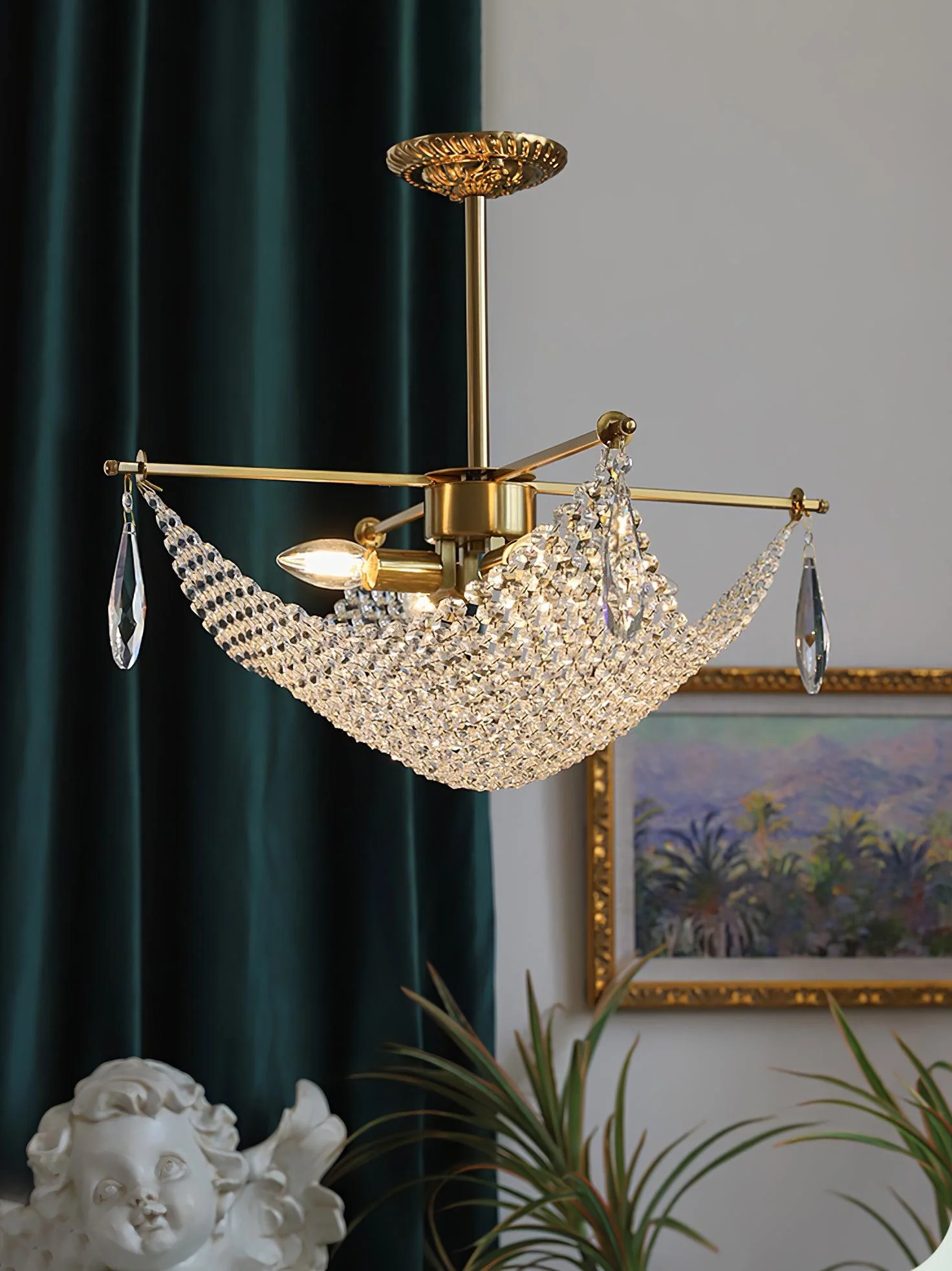 Lustra Chandelier with Crystal Strands and Crystal - Image 18
