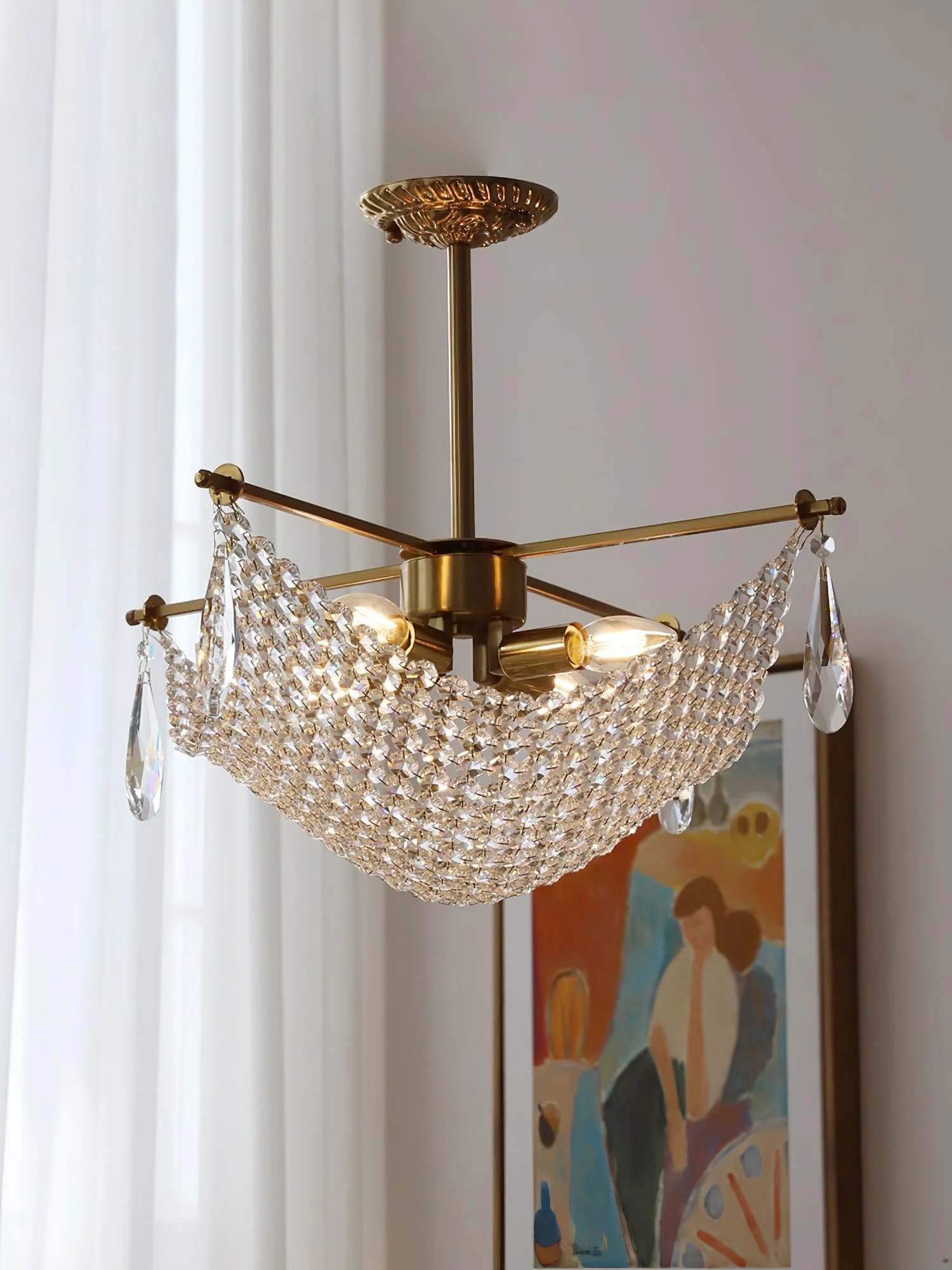 Lustra Chandelier with Crystal Strands and Crystal - Image 19