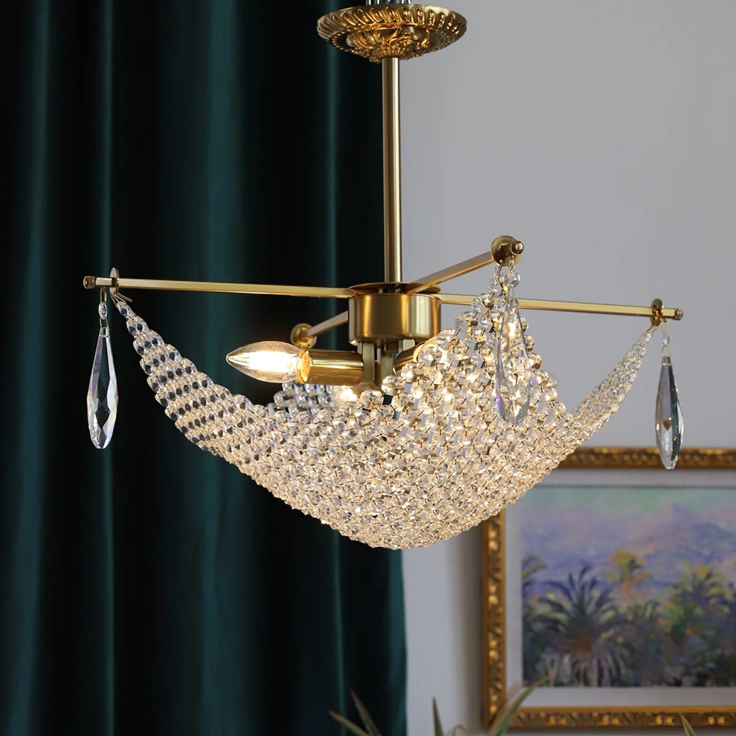 Lustra Chandelier with Crystal Strands and Crystal - Image 4