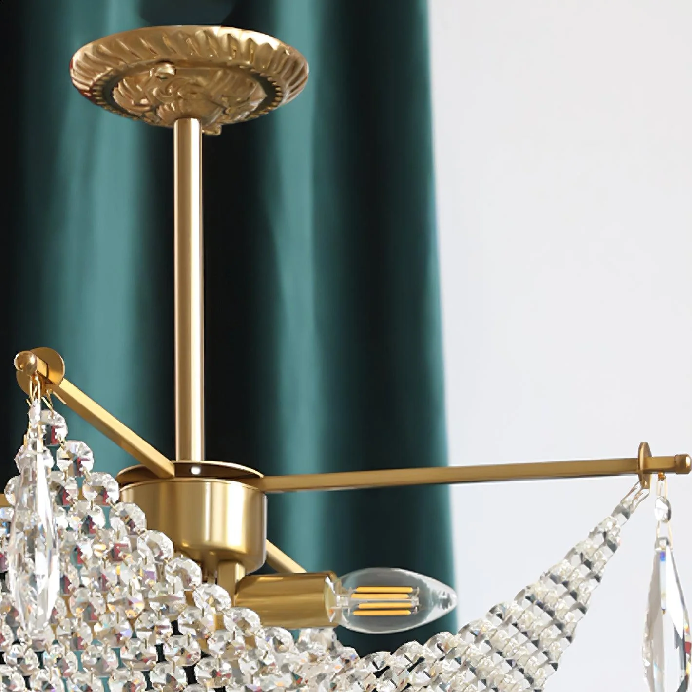 Lustra Chandelier with Crystal Strands and Crystal - Image 5