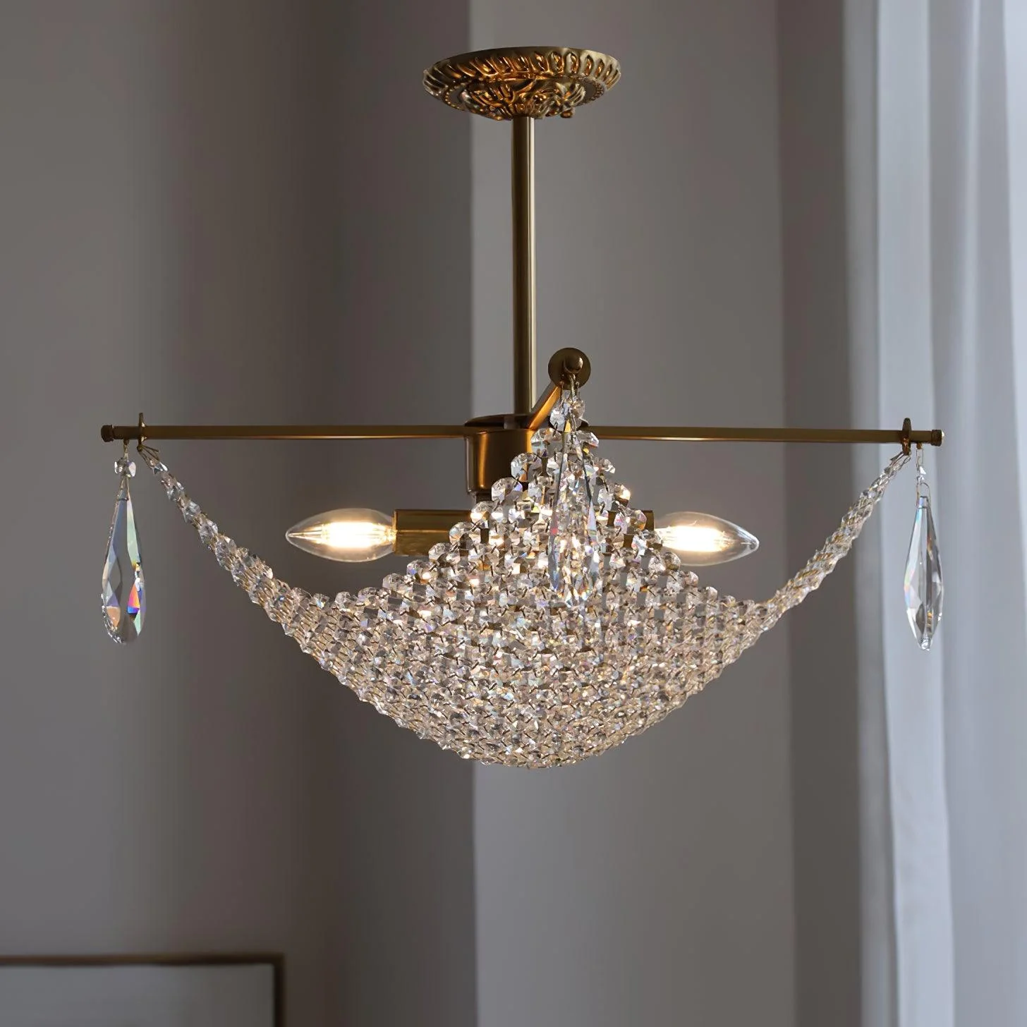 Lustra Chandelier with Crystal Strands and Crystal - Image 9