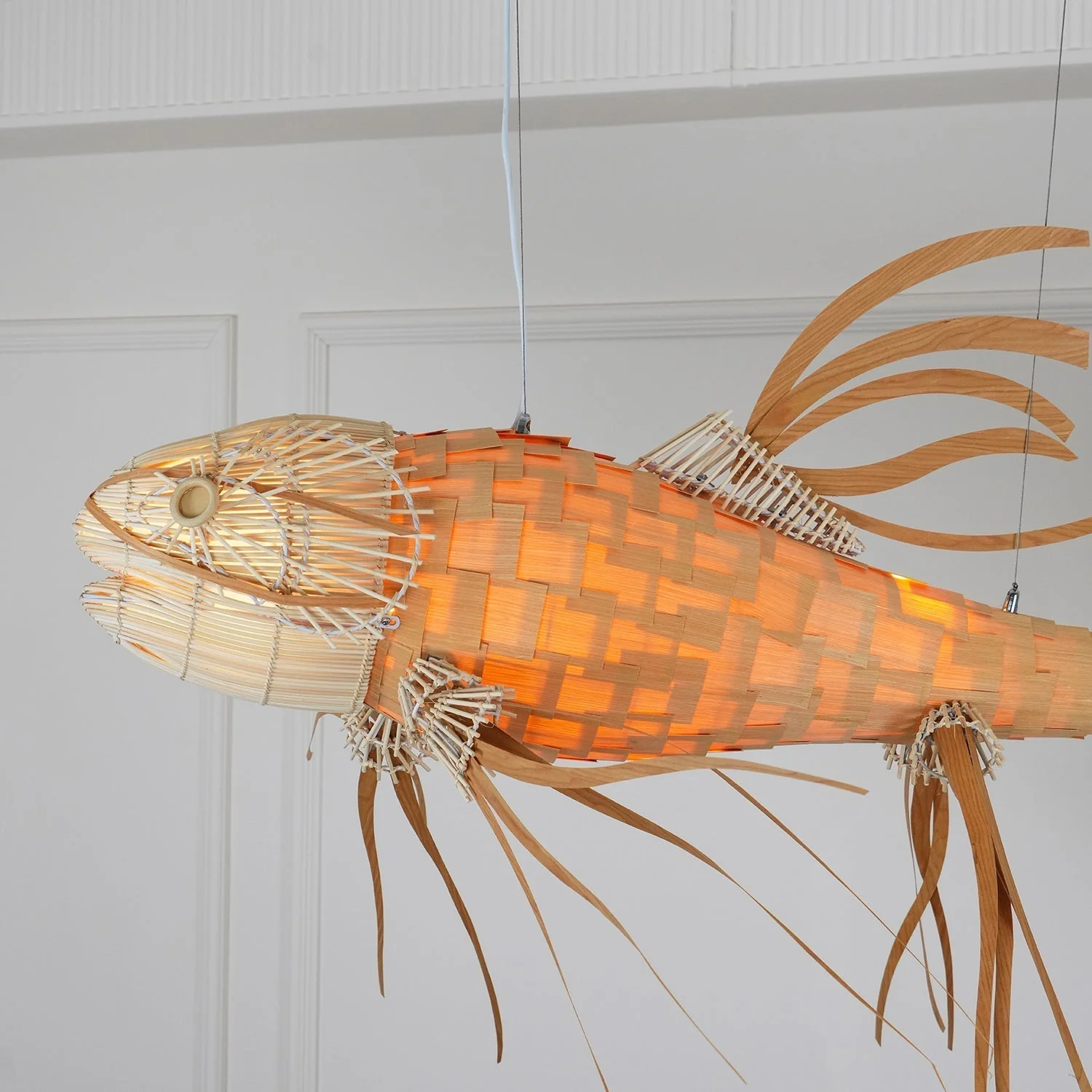 Lustra Chandelier Wooden Fish Handmade - Image 12