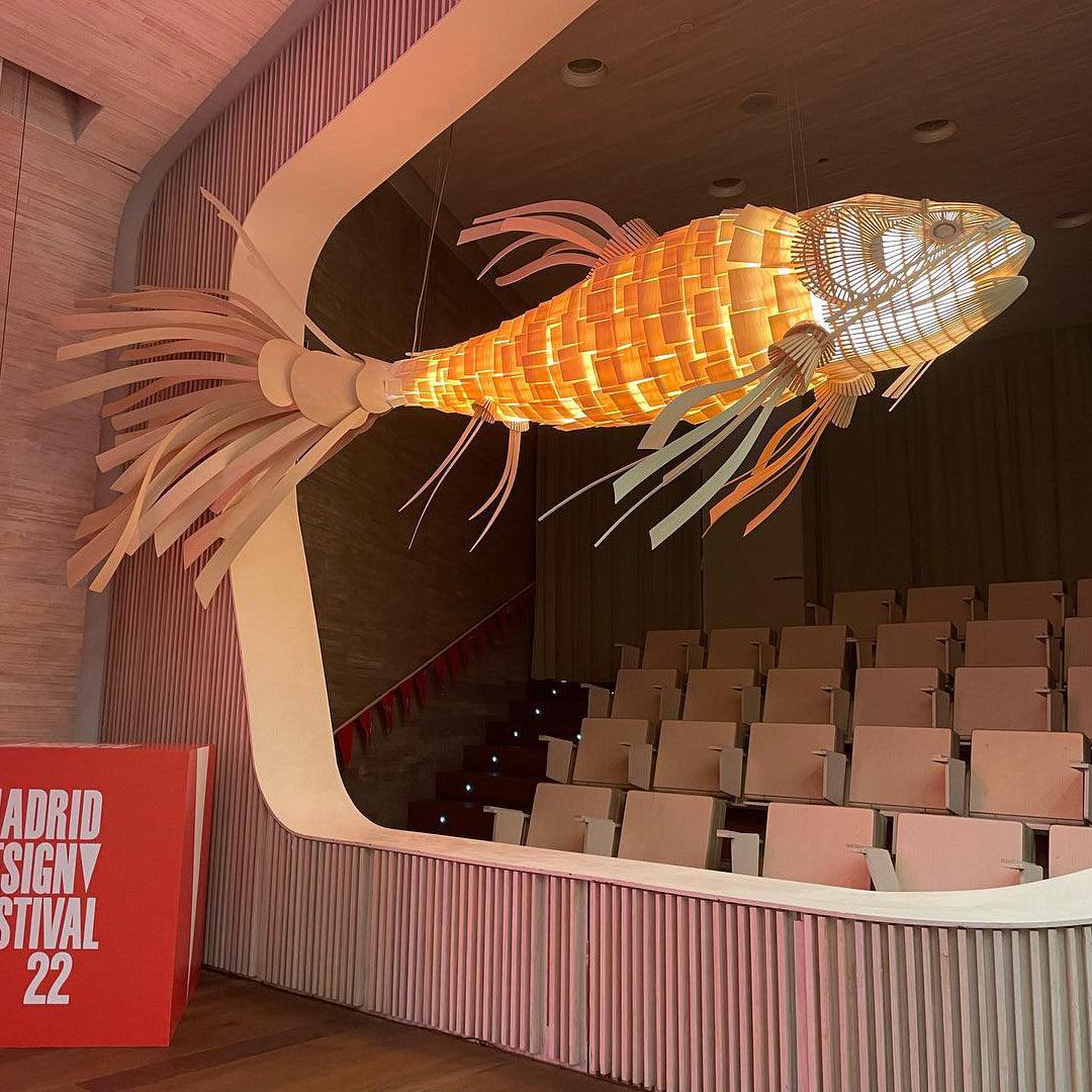 Lustra Chandelier Wooden Fish Handmade - Image 16
