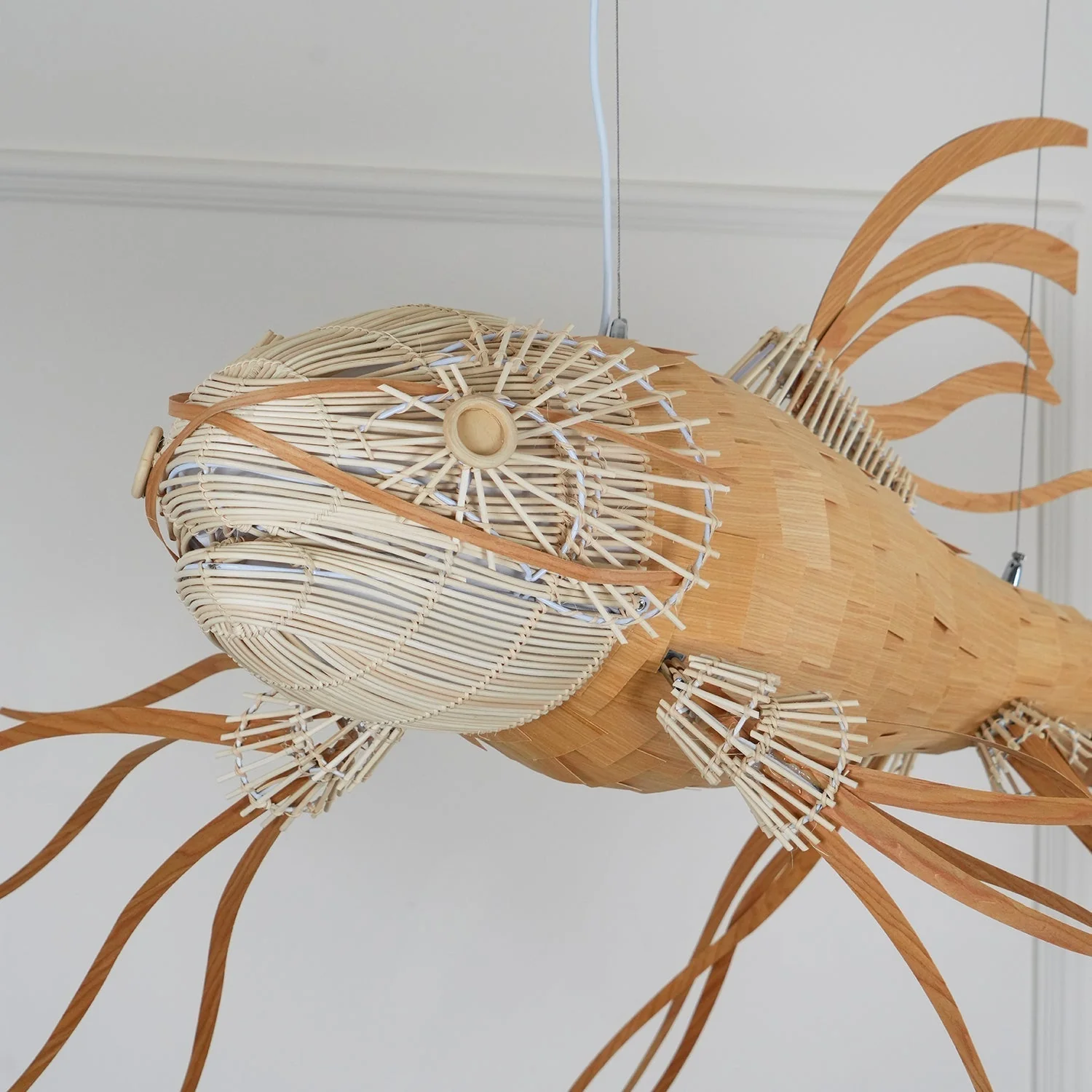 Lustra Chandelier Wooden Fish Handmade - Image 33