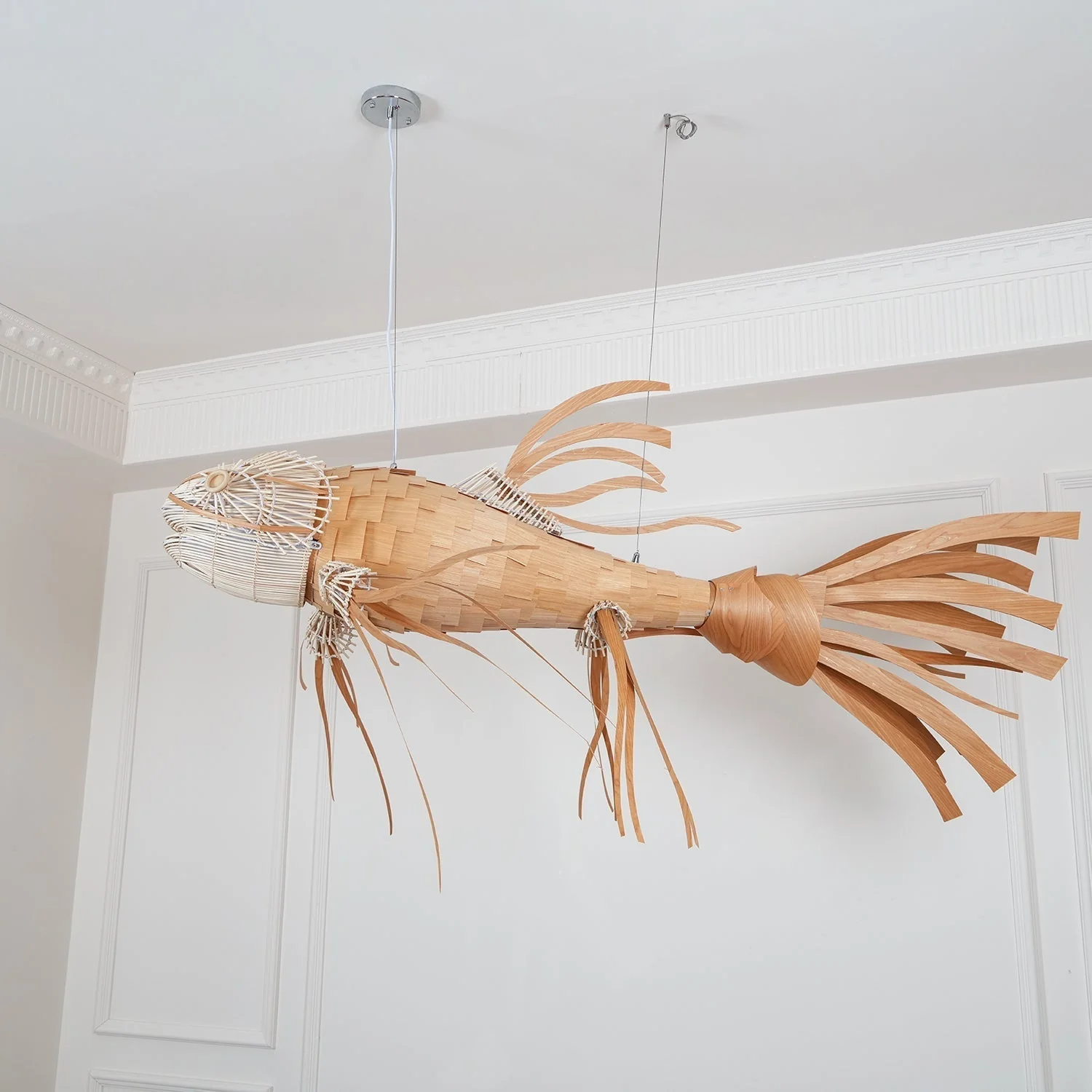 Lustra Chandelier Wooden Fish Handmade - Image 39