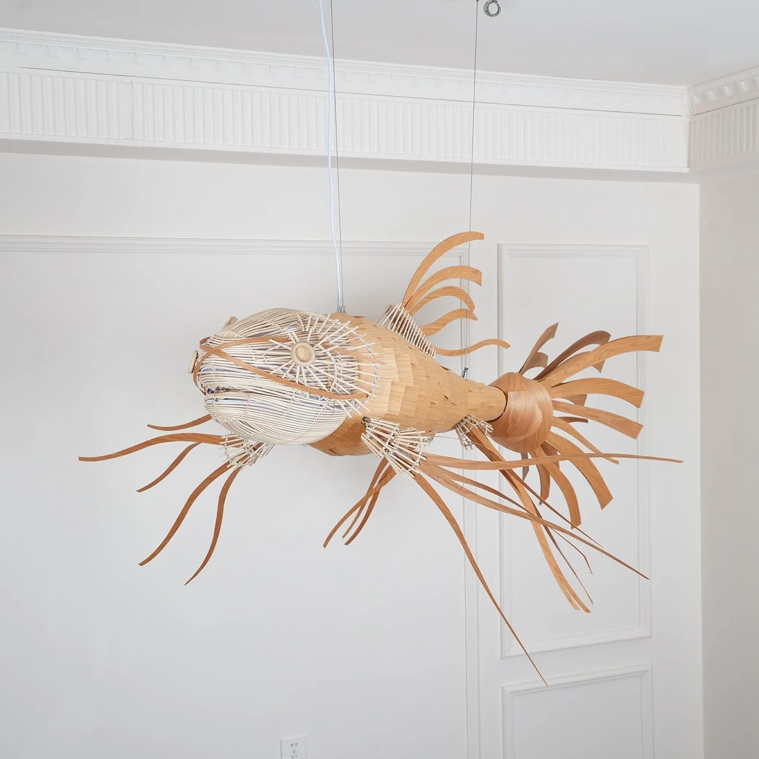 Lustra Chandelier Wooden Fish Handmade - Image 41