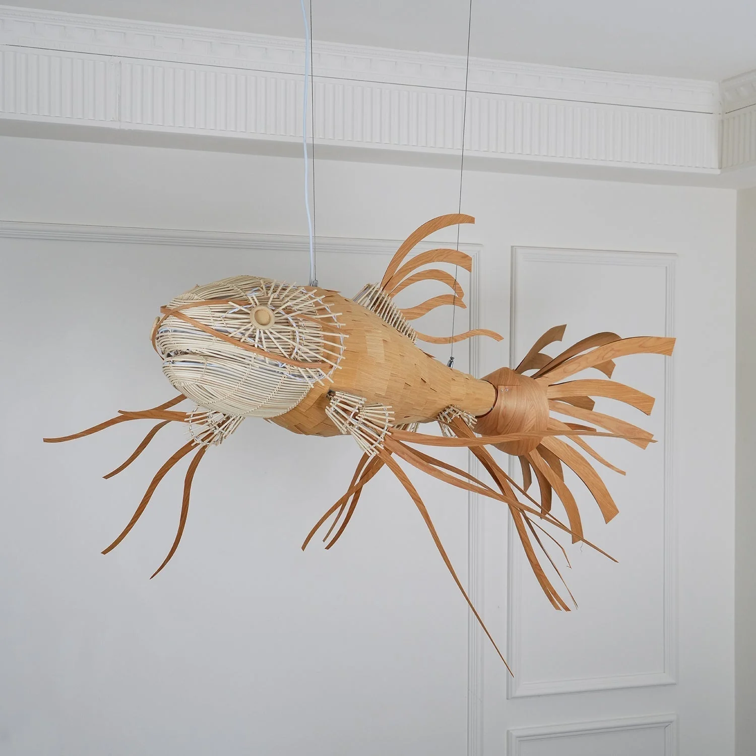 Lustra Chandelier Wooden Fish Handmade - Image 47