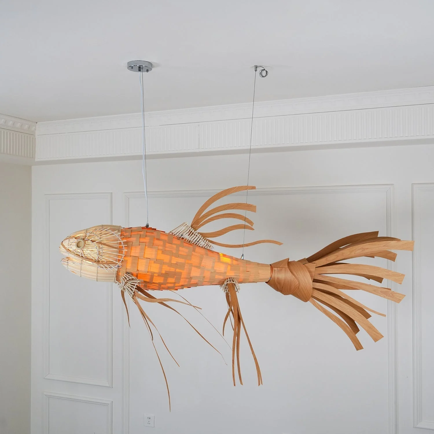 Lustra Chandelier Wooden Fish Handmade - Image 48