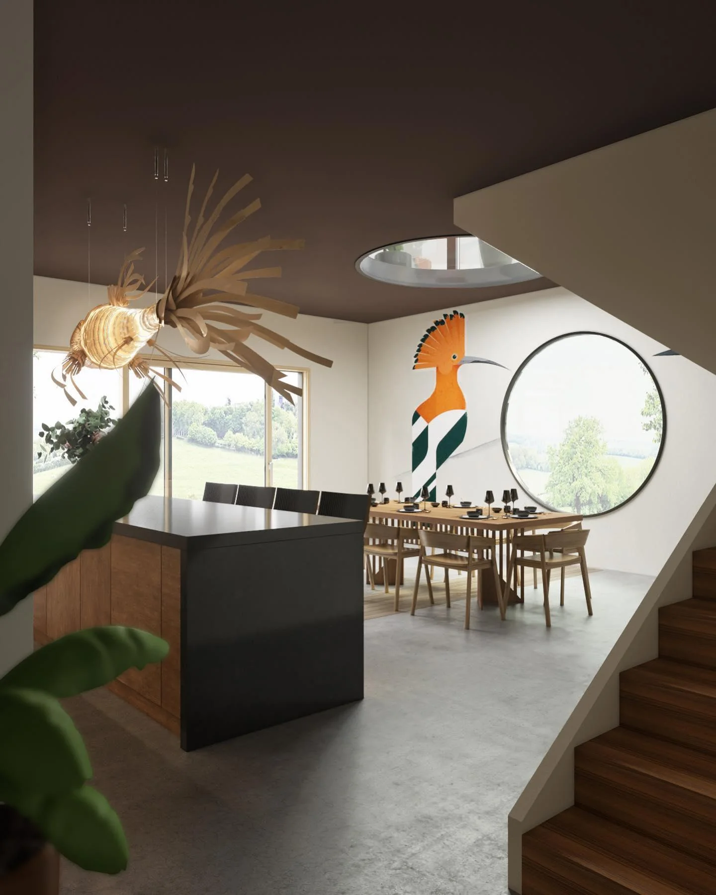 Lustra Chandelier Wooden Fish Handmade - Image 8