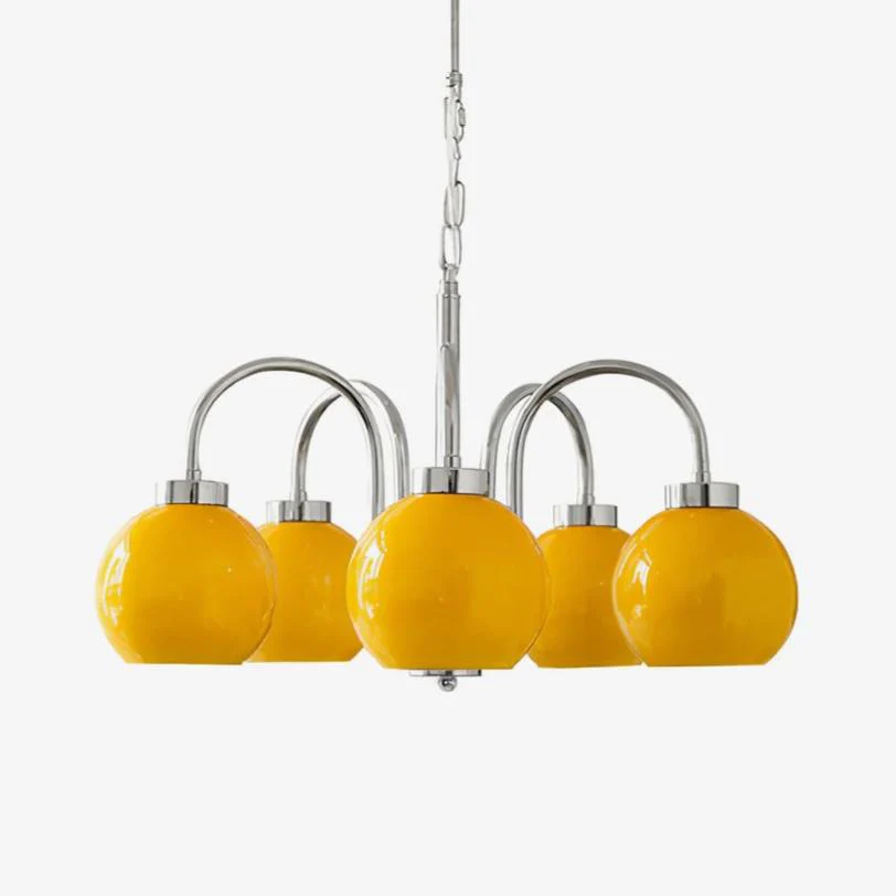 Lustra Chandelier Yellow Glass Globes