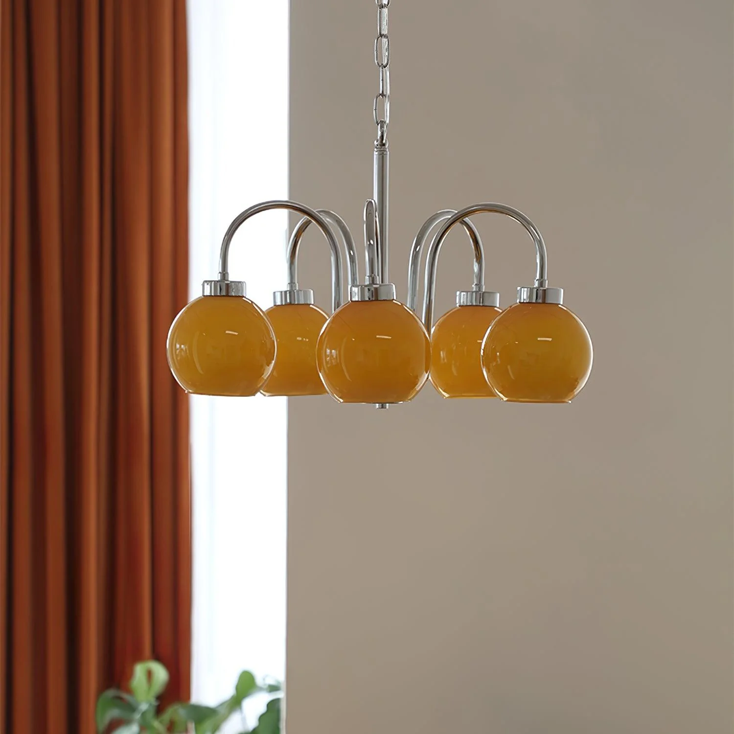 Lustra Chandelier Yellow Glass Globes - Image 10