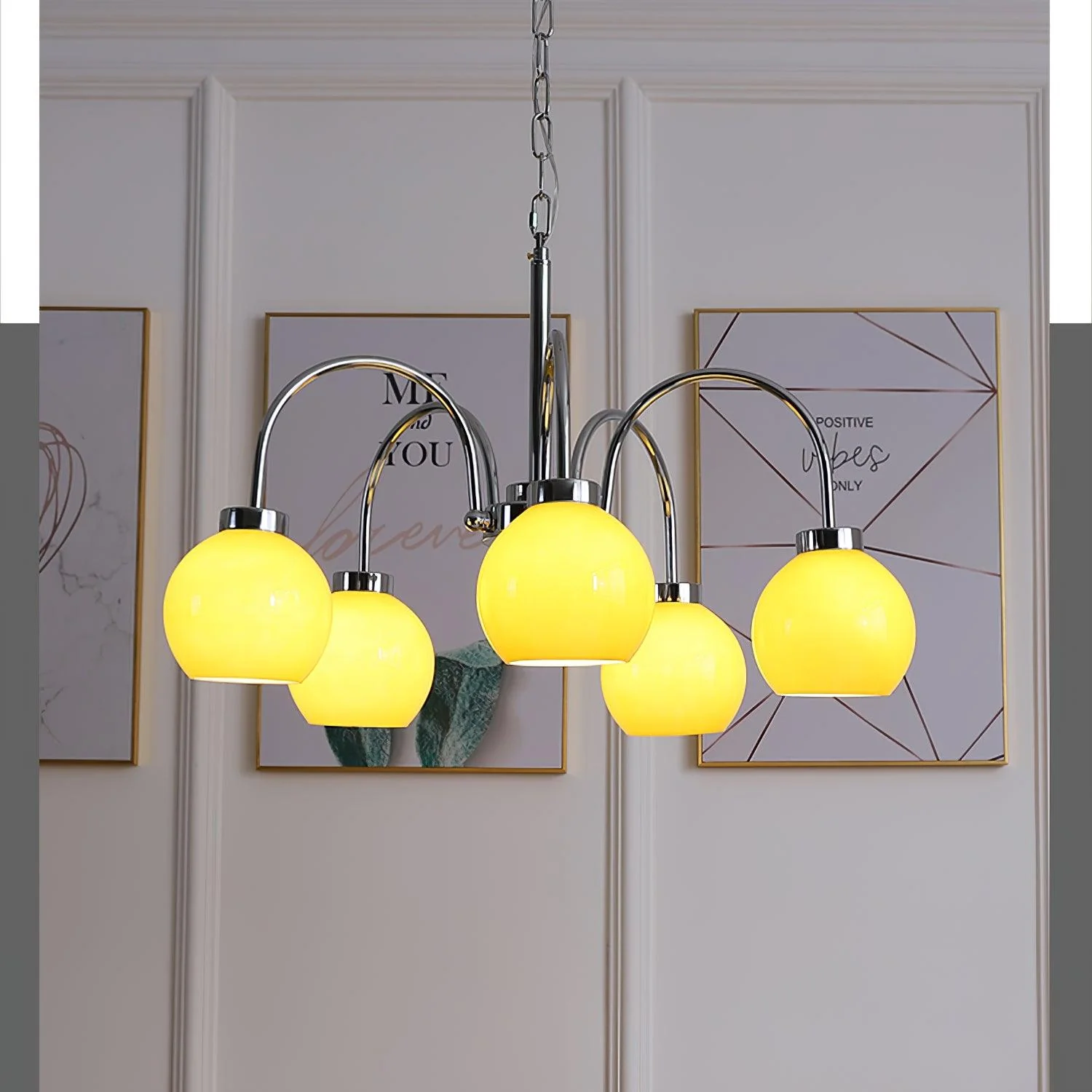 Lustra Chandelier Yellow Glass Globes - Image 16