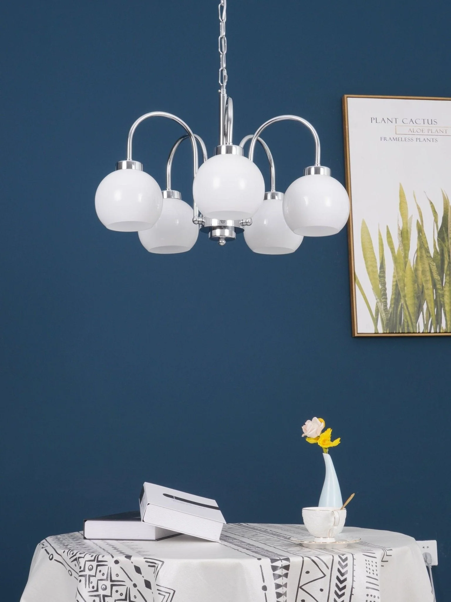 Lustra Chandelier Yellow Glass Globes - Image 17