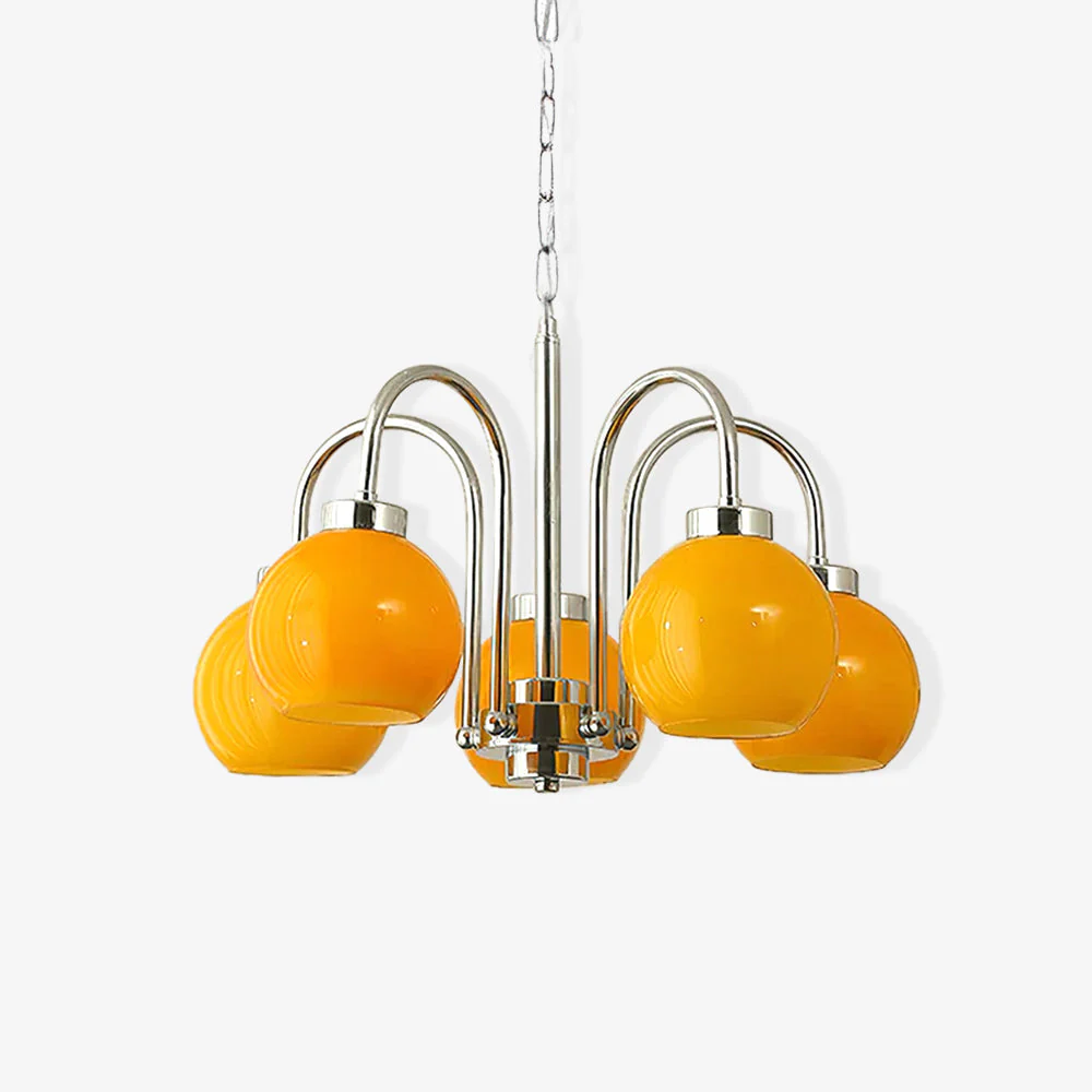 Lustra Chandelier Yellow Glass Globes - Image 18