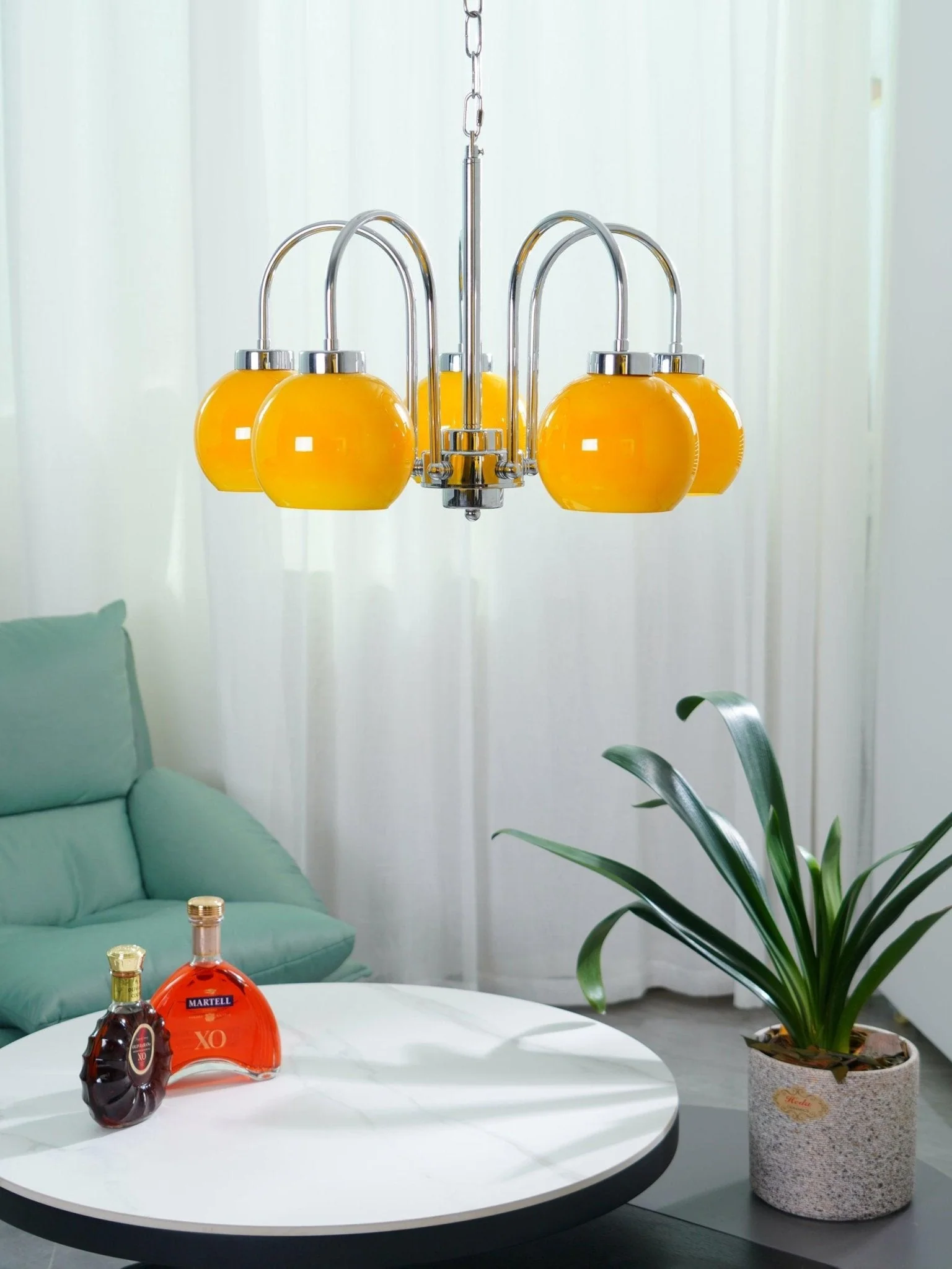 Lustra Chandelier Yellow Glass Globes - Image 21