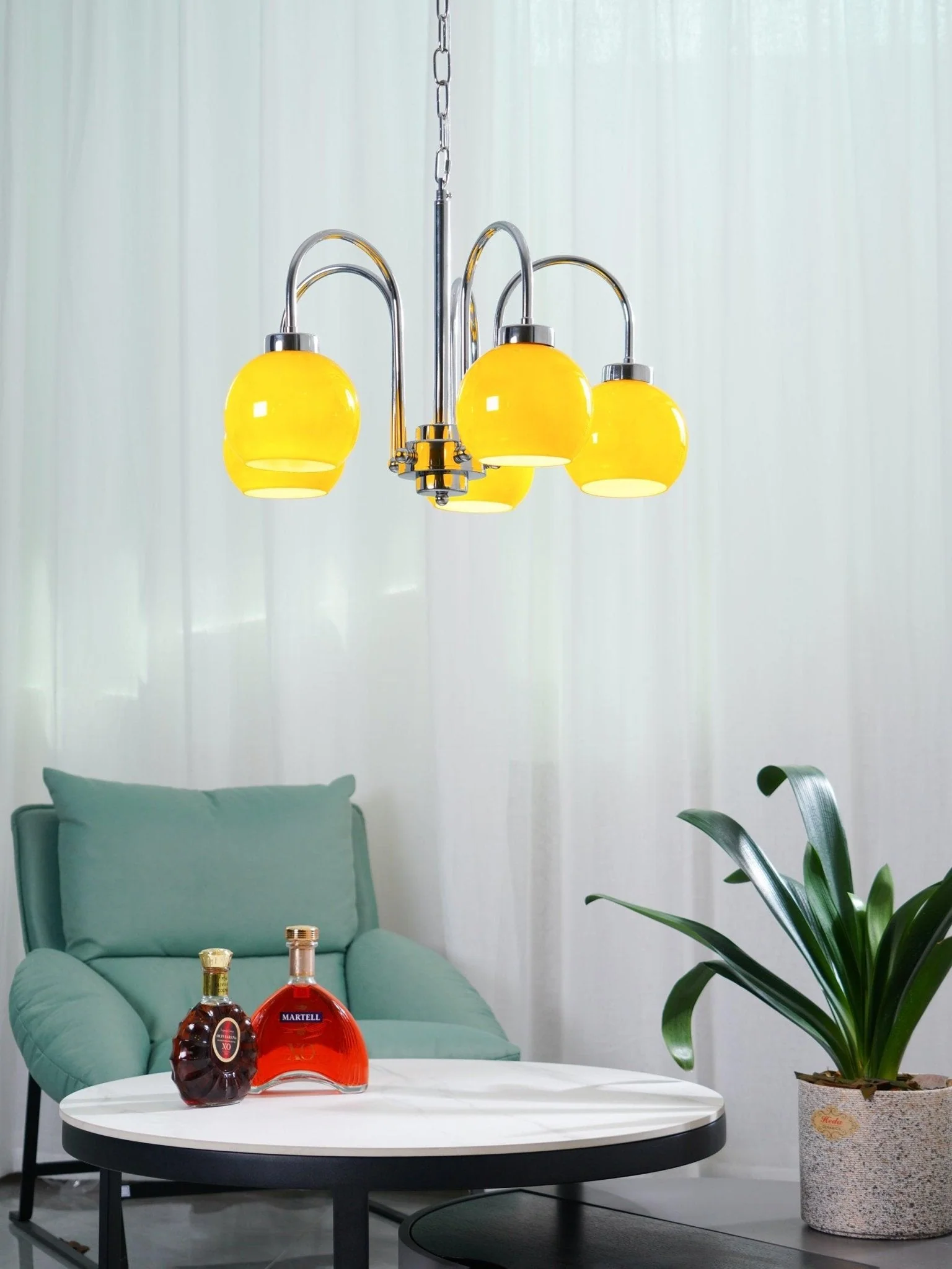 Lustra Chandelier Yellow Glass Globes - Image 22