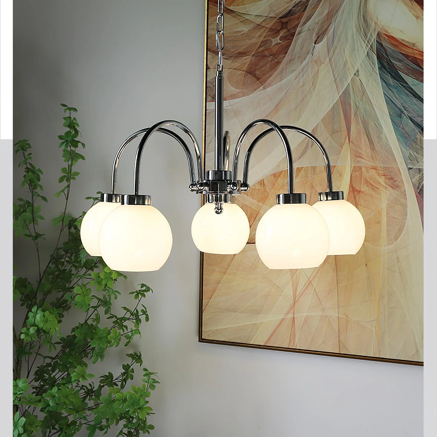 Lustra Chandelier Yellow Glass Globes - Image 25