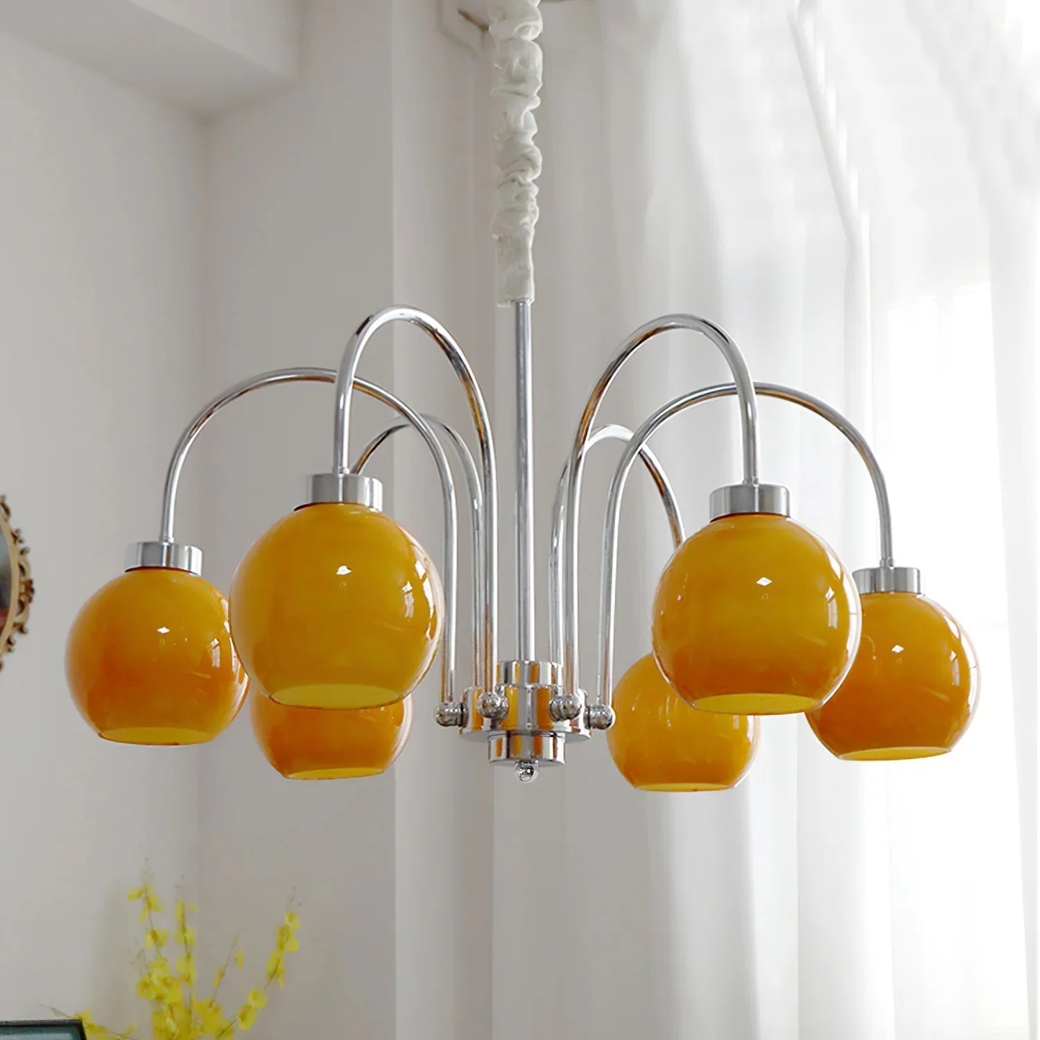 Lustra Chandelier Yellow Glass Globes - Image 28