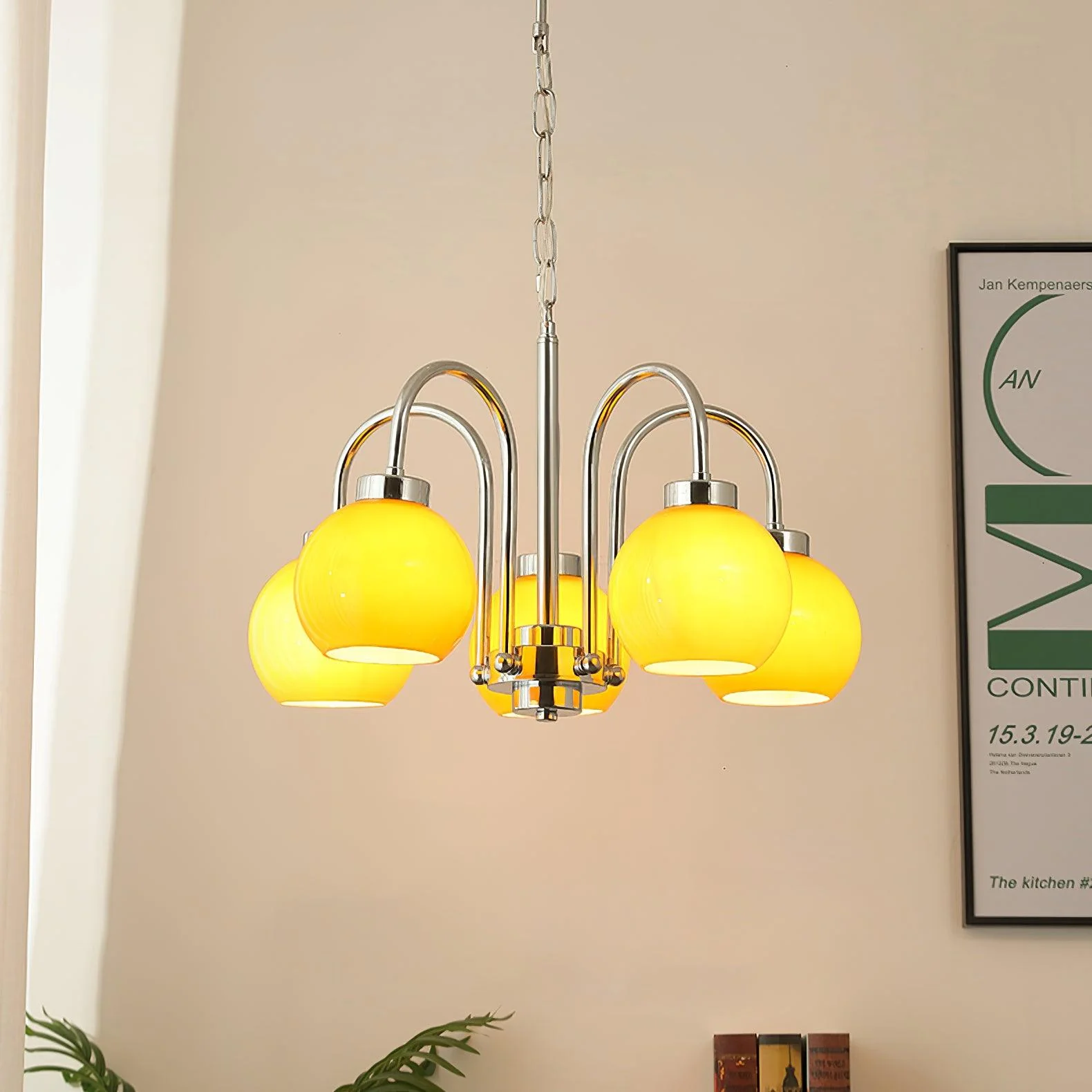Lustra Chandelier Yellow Glass Globes - Image 30