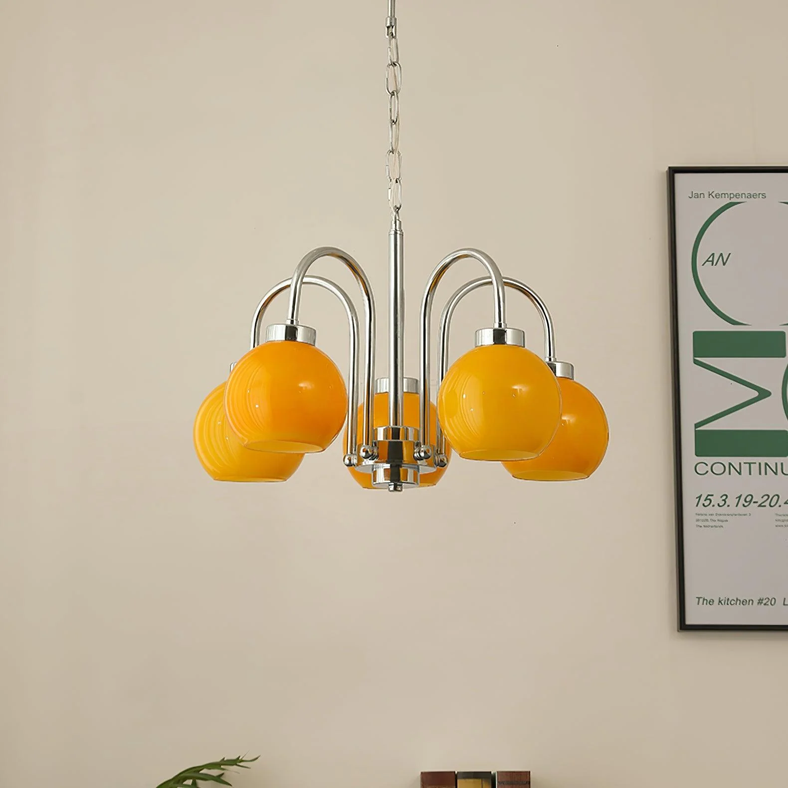 Lustra Chandelier Yellow Glass Globes - Image 32