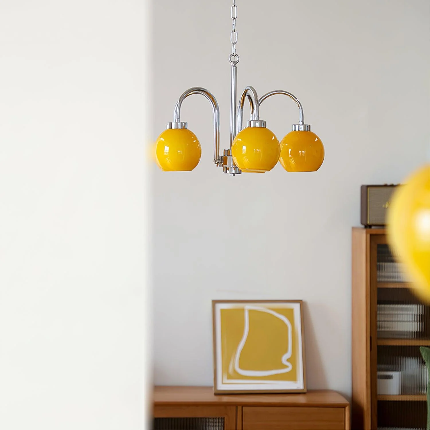Lustra Chandelier Yellow Glass Globes - Image 34