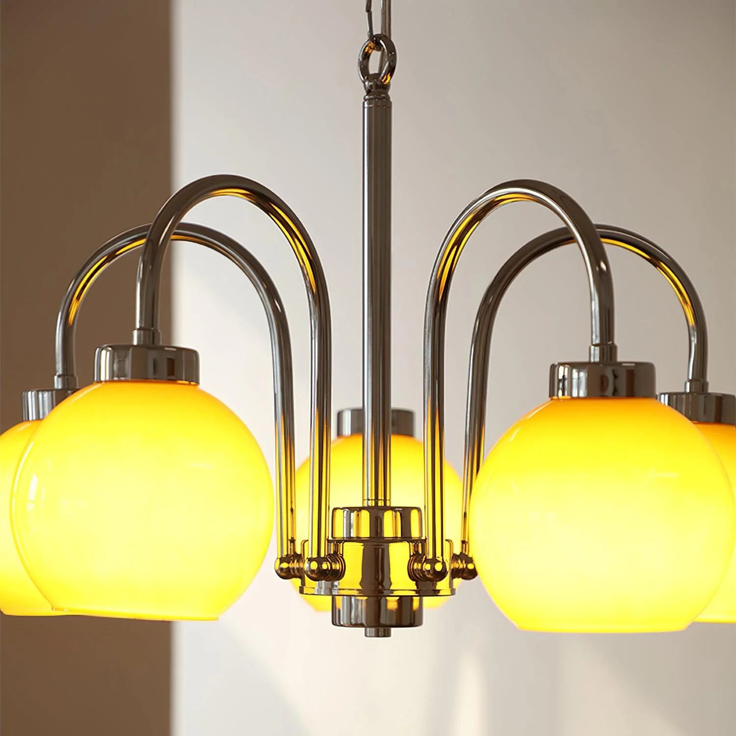 Lustra Chandelier Yellow Glass Globes - Image 35