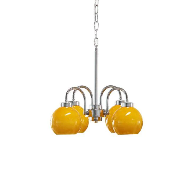 Lustra Chandelier Yellow Glass Globes - Image 37