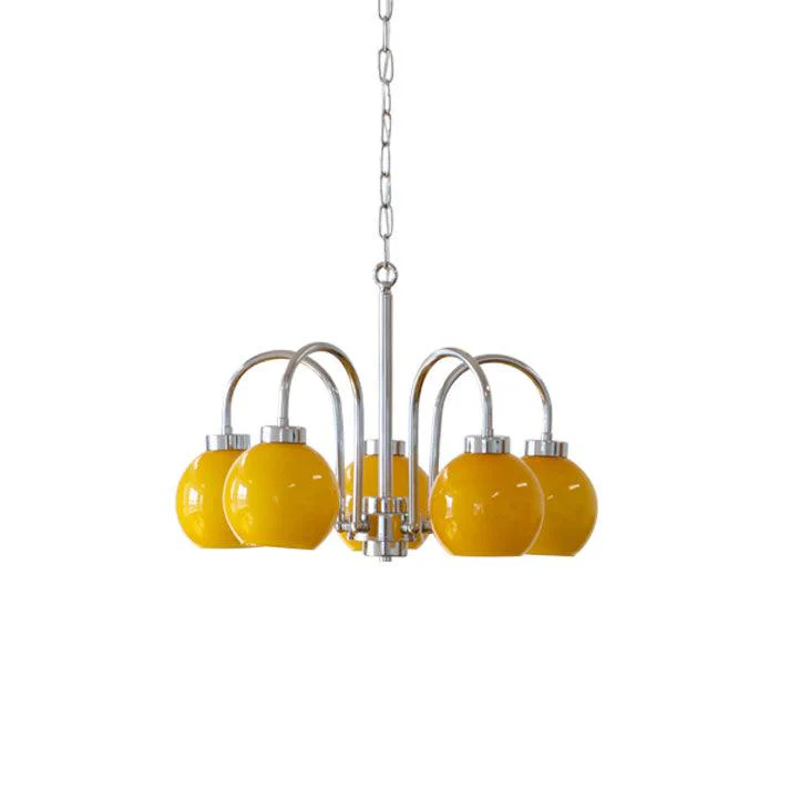 Lustra Chandelier Yellow Glass Globes - Image 38