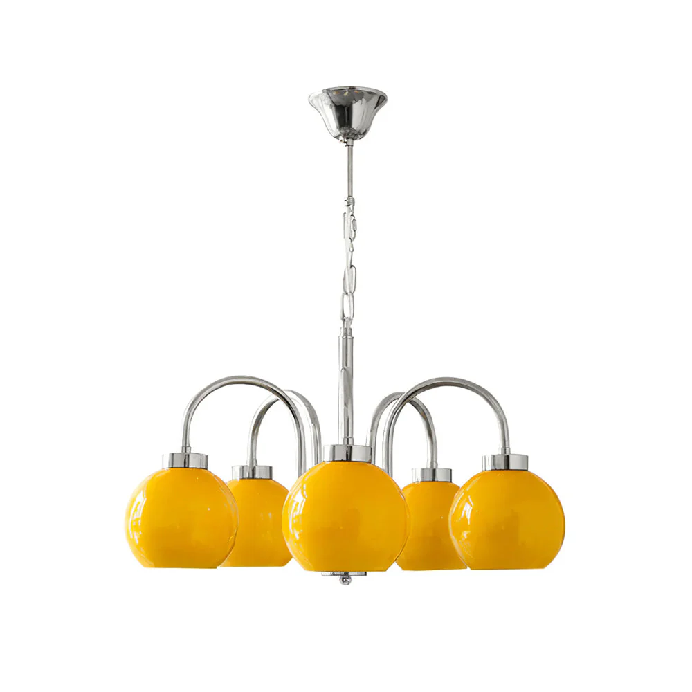 Lustra Chandelier Yellow Glass Globes - Image 43