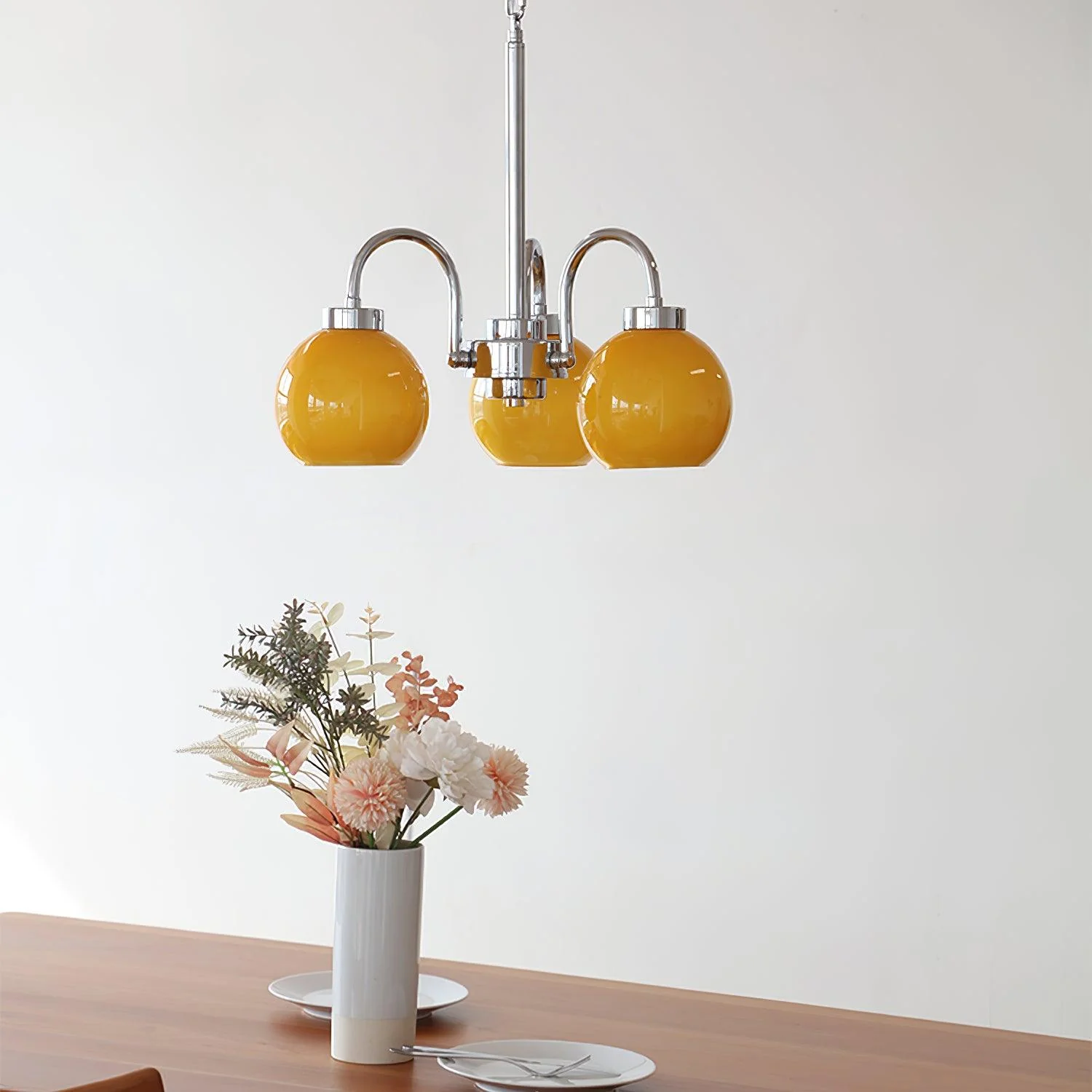 Lustra Chandelier Yellow Glass Globes - Image 45