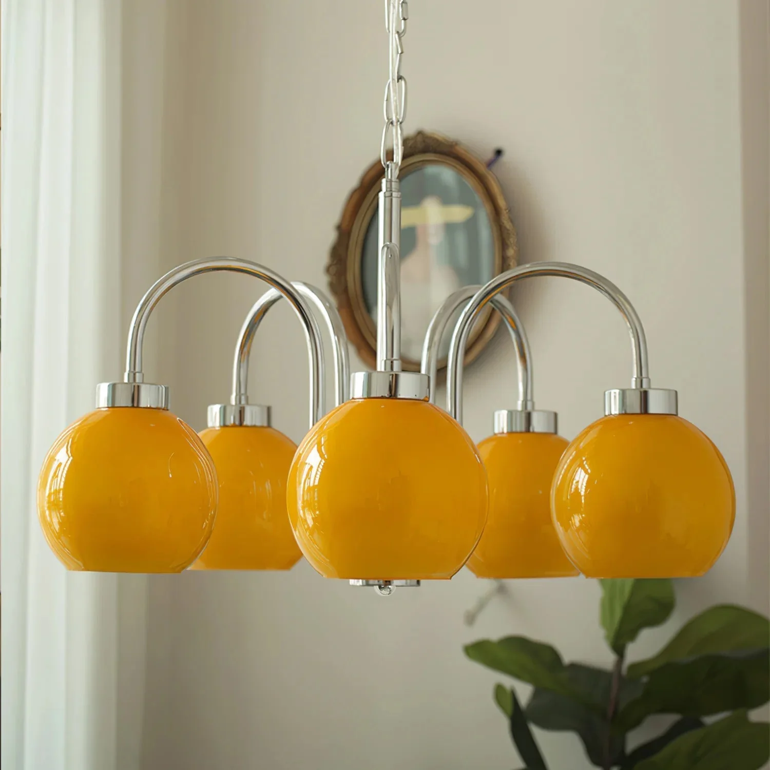 Lustra Chandelier Yellow Glass Globes - Image 46