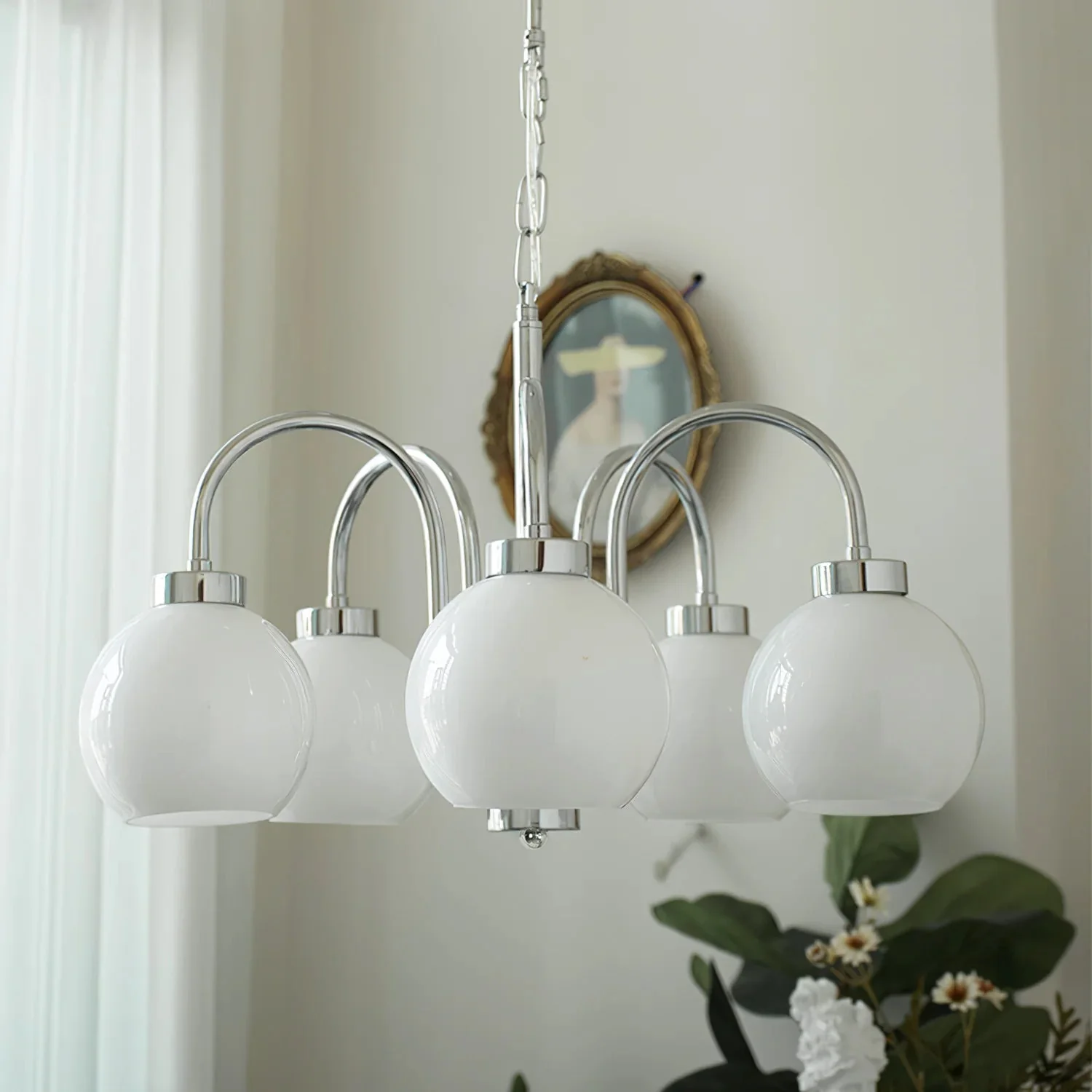 Lustra Chandelier Yellow Glass Globes - Image 49