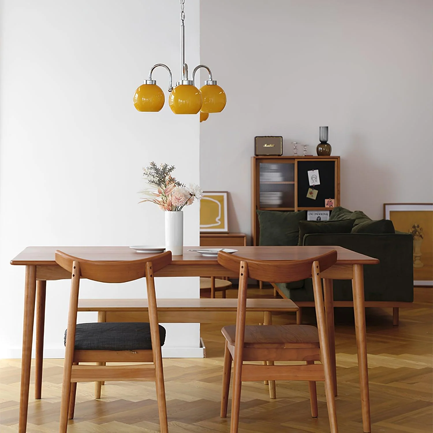 Lustra Chandelier Yellow Glass Globes - Image 6