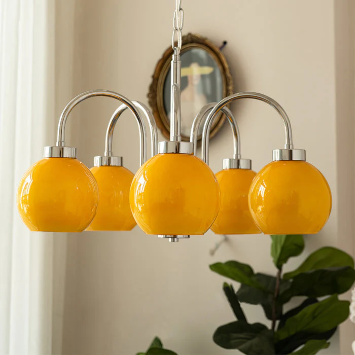 Lustra Chandelier Yellow Glass Globes - Image 63