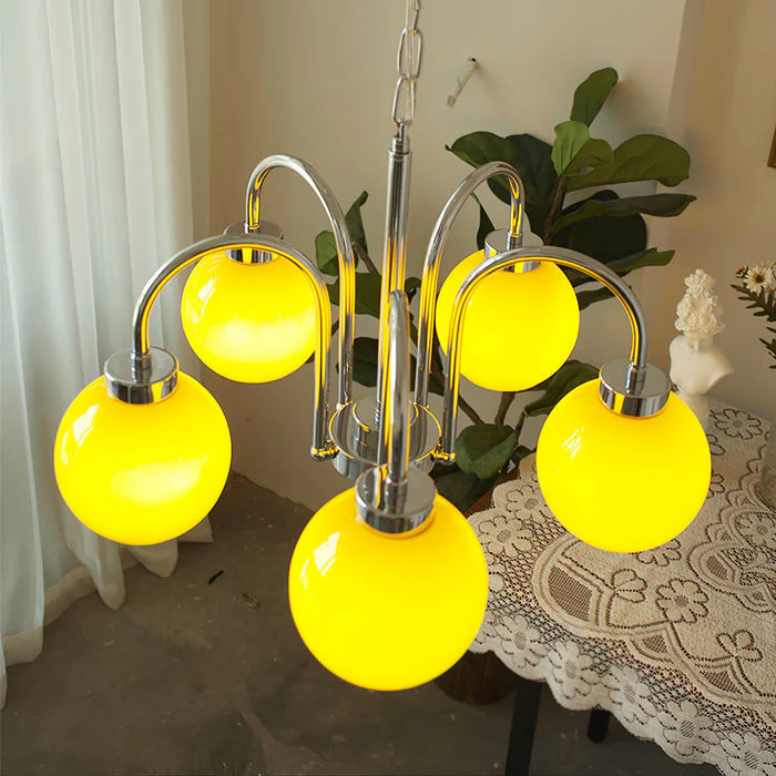 Lustra Chandelier Yellow Glass Globes - Image 66