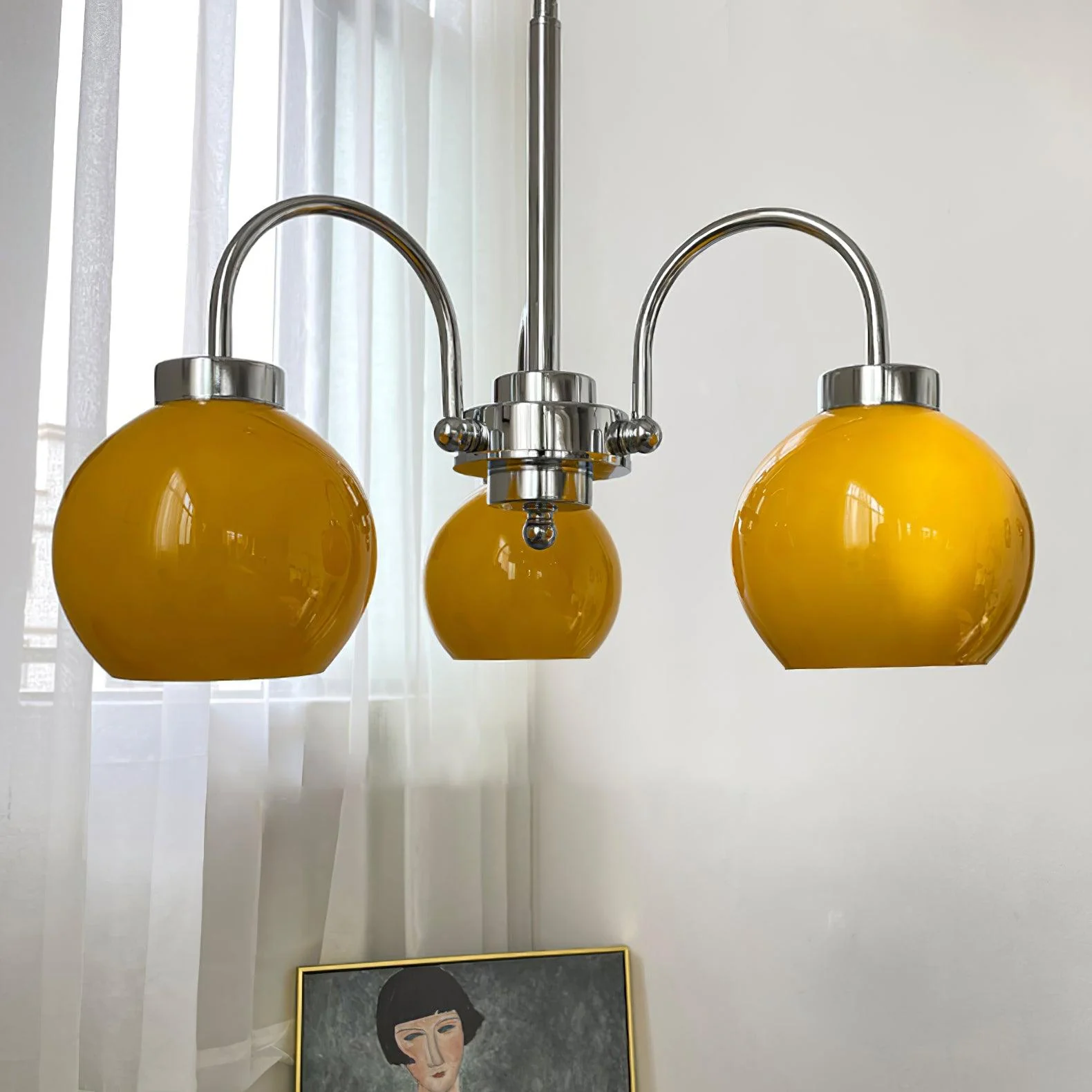 Lustra Chandelier Yellow Glass Globes - Image 67
