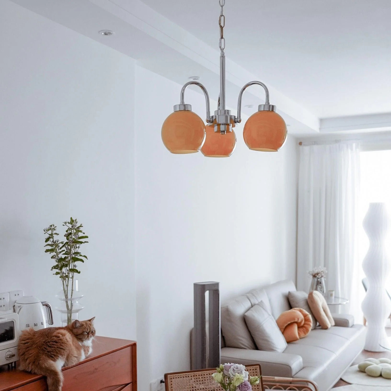 Lustra Chandelier Yellow Glass Globes - Image 7