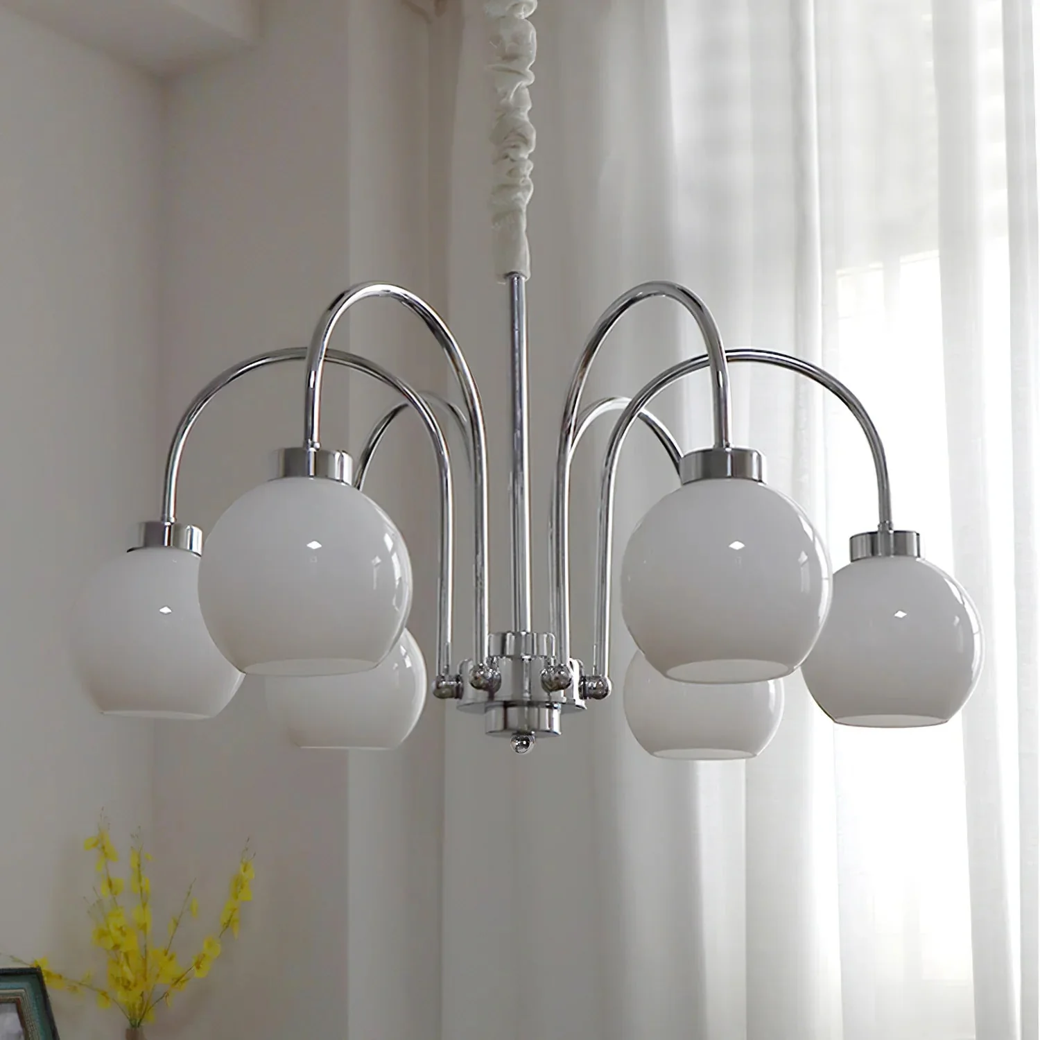 Lustra Chandelier Yellow Glass Globes - Image 77